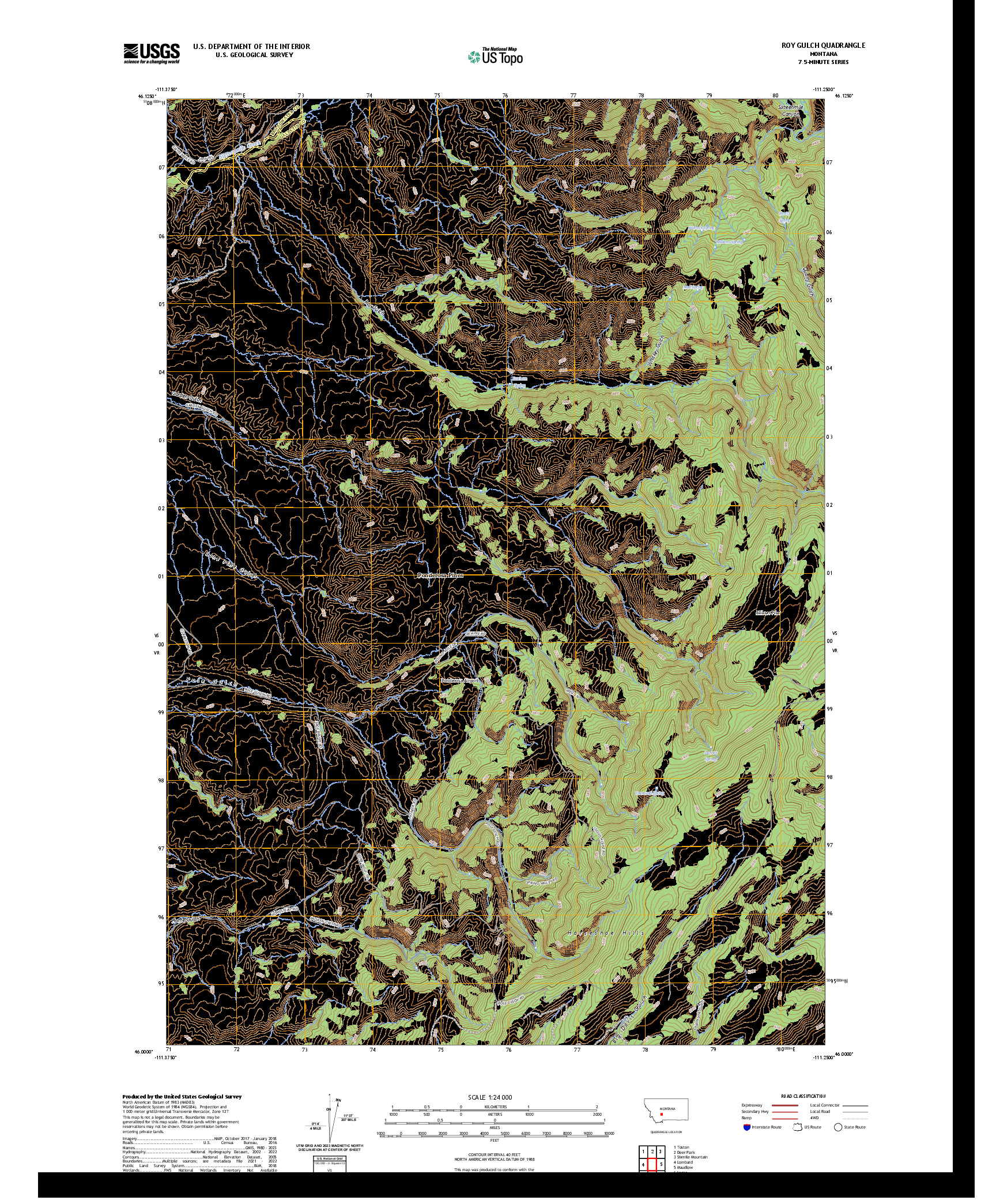 US TOPO 7.5-MINUTE MAP FOR ROY GULCH, MT