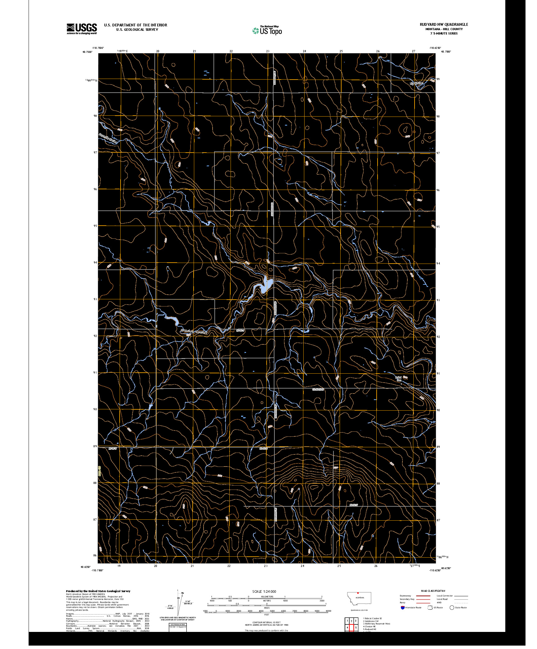 US TOPO 7.5-MINUTE MAP FOR RUDYARD NW, MT