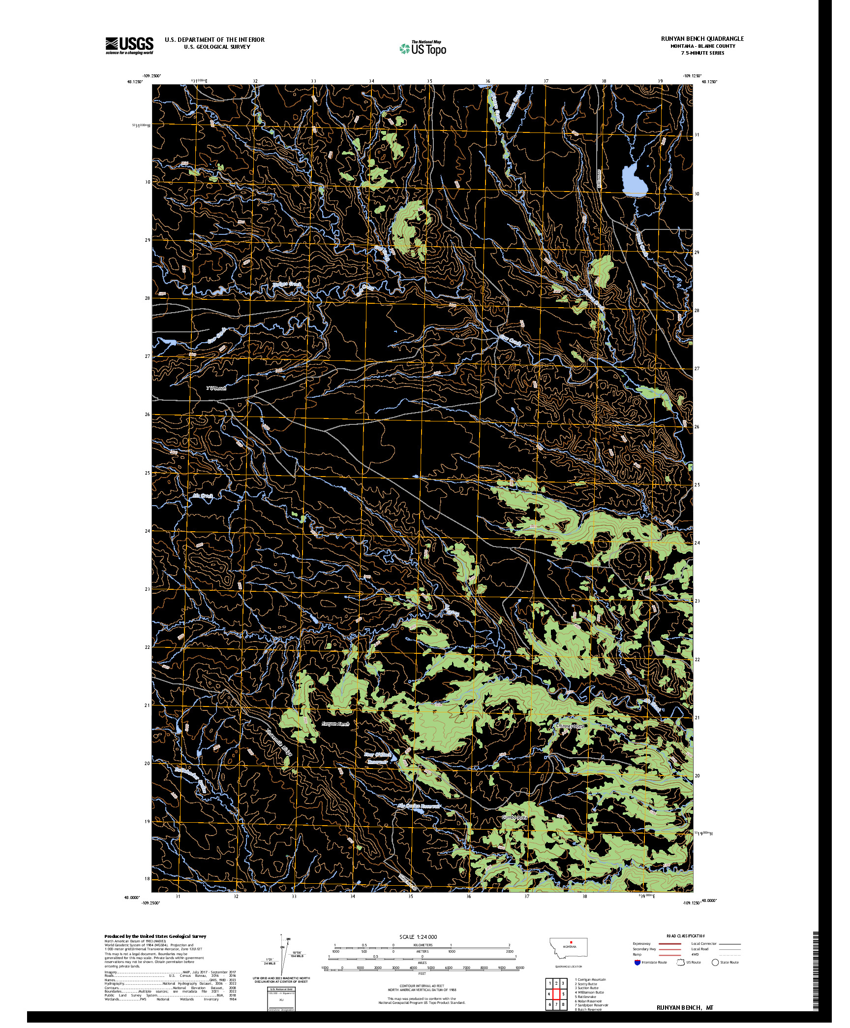 US TOPO 7.5-MINUTE MAP FOR RUNYAN BENCH, MT