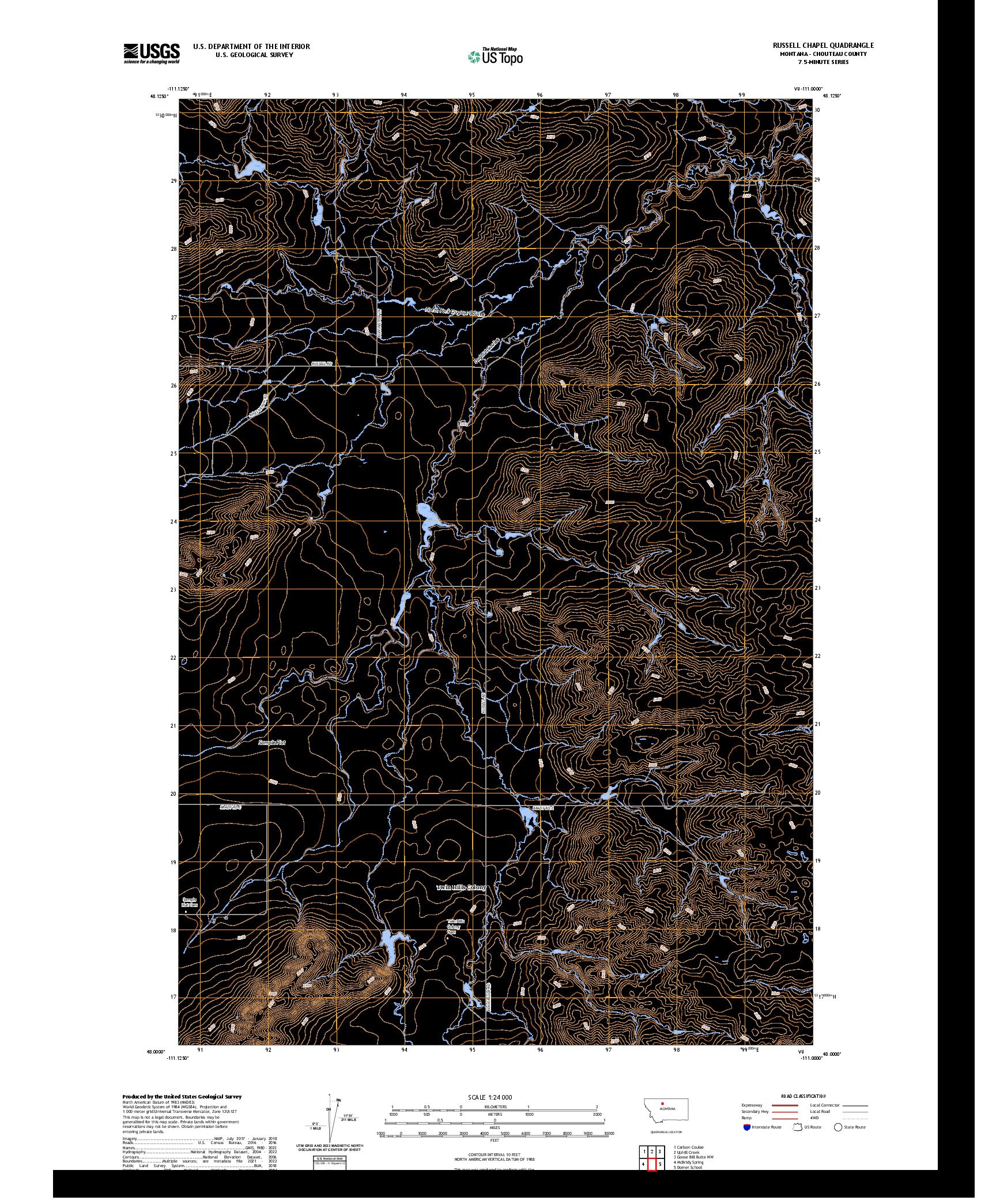 US TOPO 7.5-MINUTE MAP FOR RUSSELL CHAPEL, MT