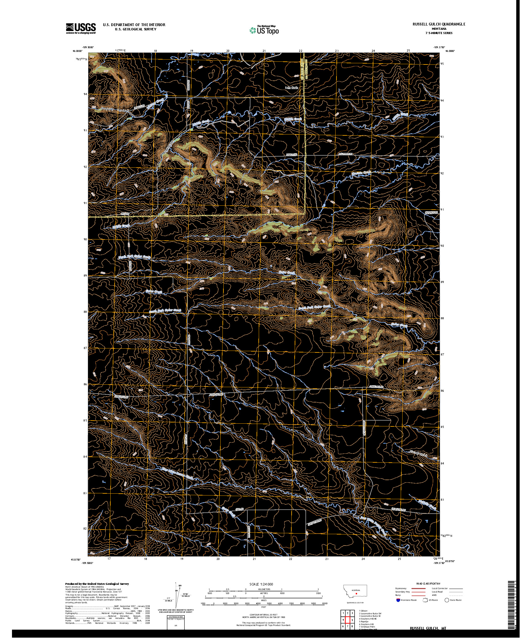 US TOPO 7.5-MINUTE MAP FOR RUSSELL GULCH, MT