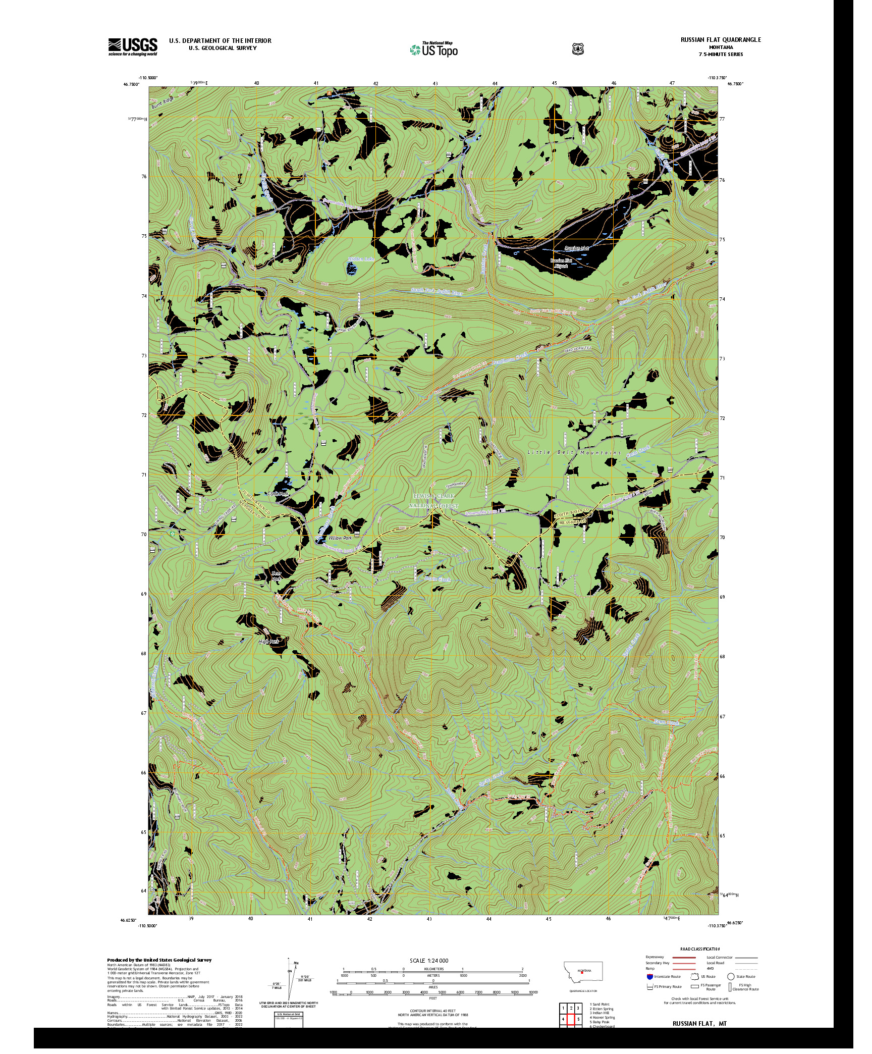 US TOPO 7.5-MINUTE MAP FOR RUSSIAN FLAT, MT