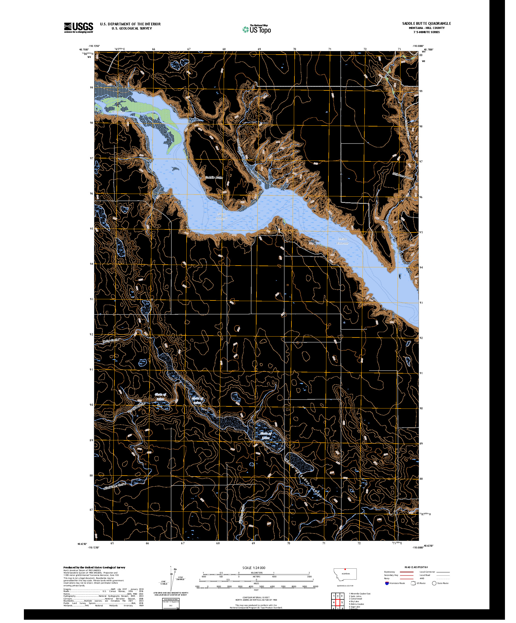 US TOPO 7.5-MINUTE MAP FOR SADDLE BUTTE, MT