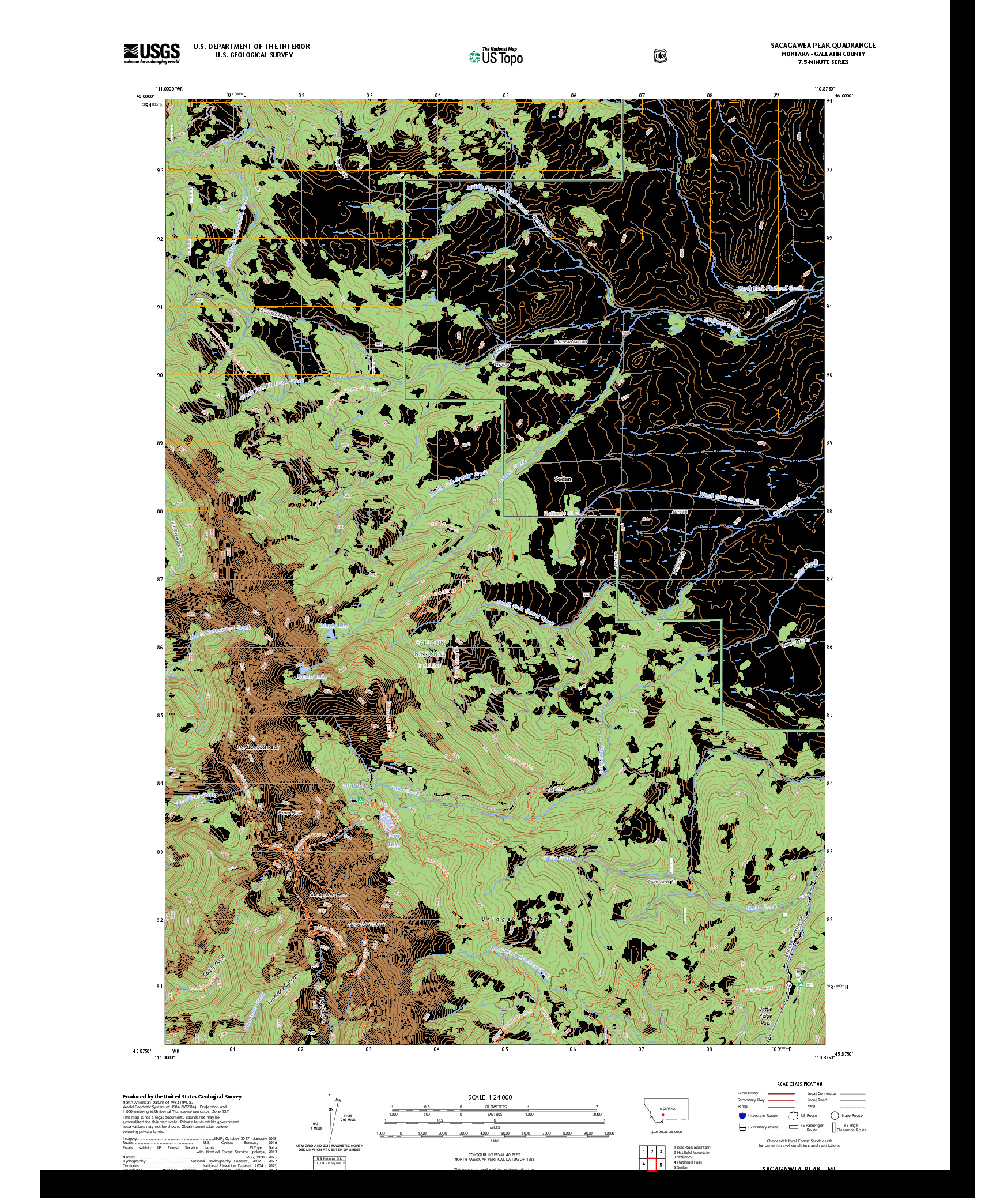 US TOPO 7.5-MINUTE MAP FOR SACAGAWEA PEAK, MT