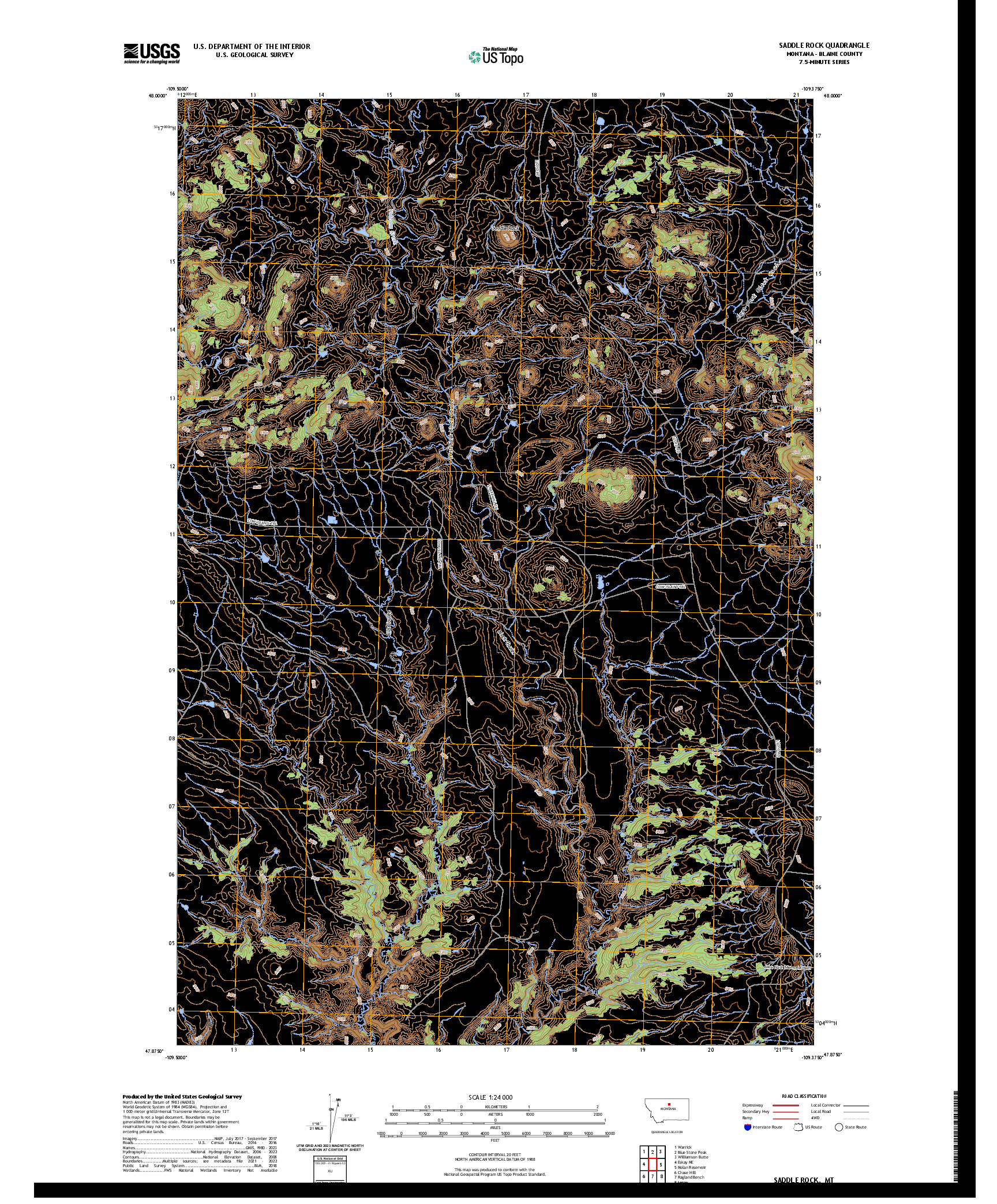 US TOPO 7.5-MINUTE MAP FOR SADDLE ROCK, MT