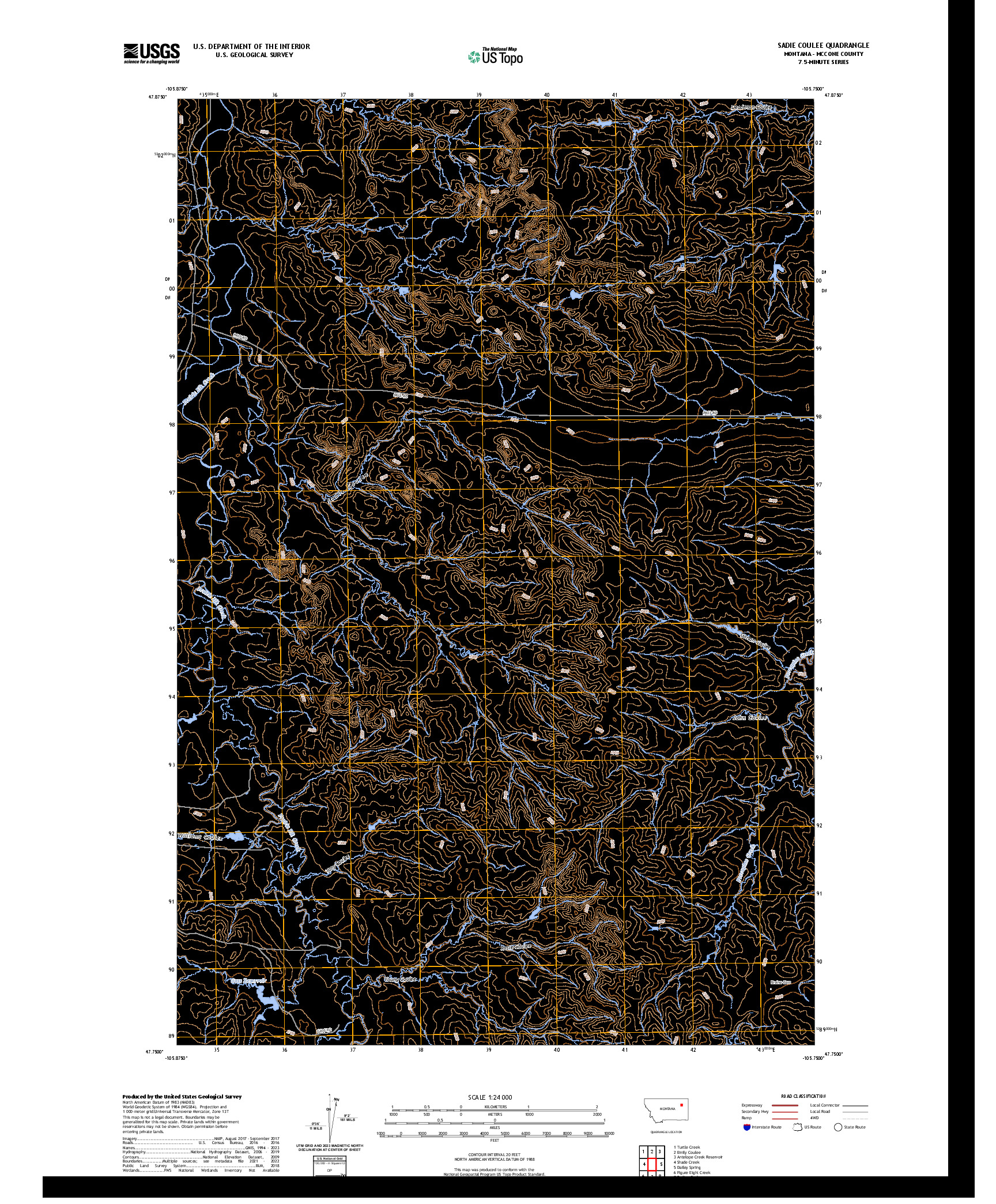 US TOPO 7.5-MINUTE MAP FOR SADIE COULEE, MT