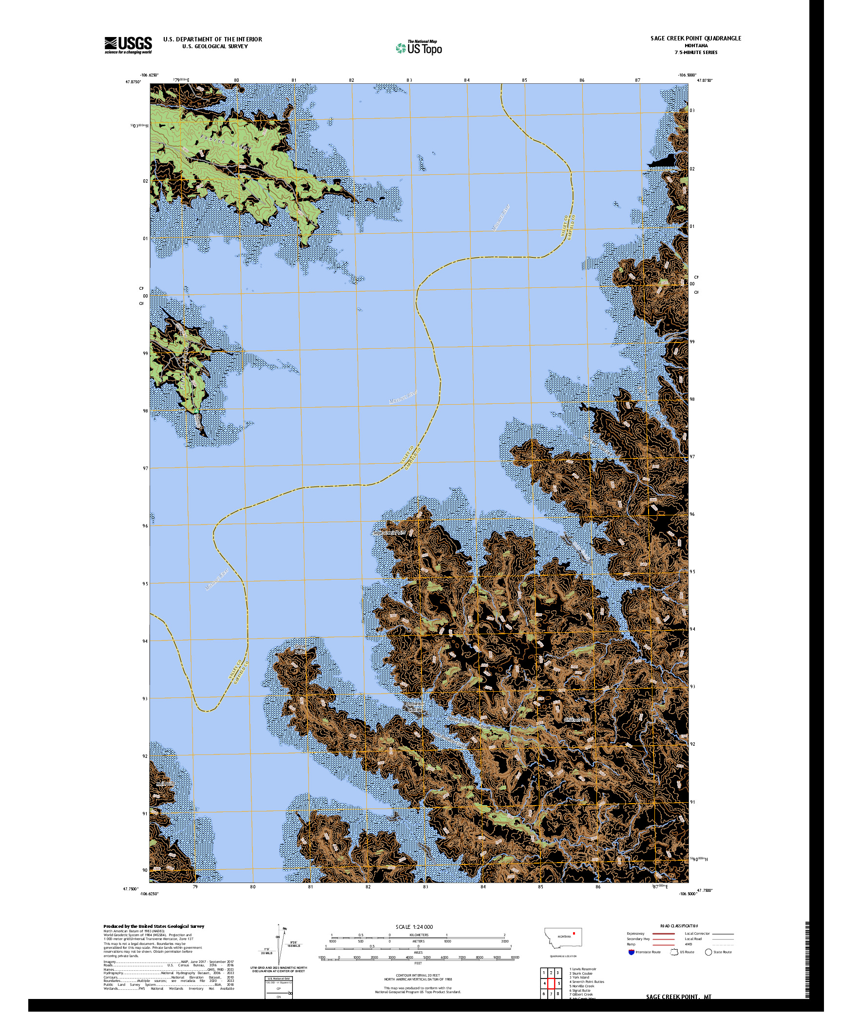 US TOPO 7.5-MINUTE MAP FOR SAGE CREEK POINT, MT