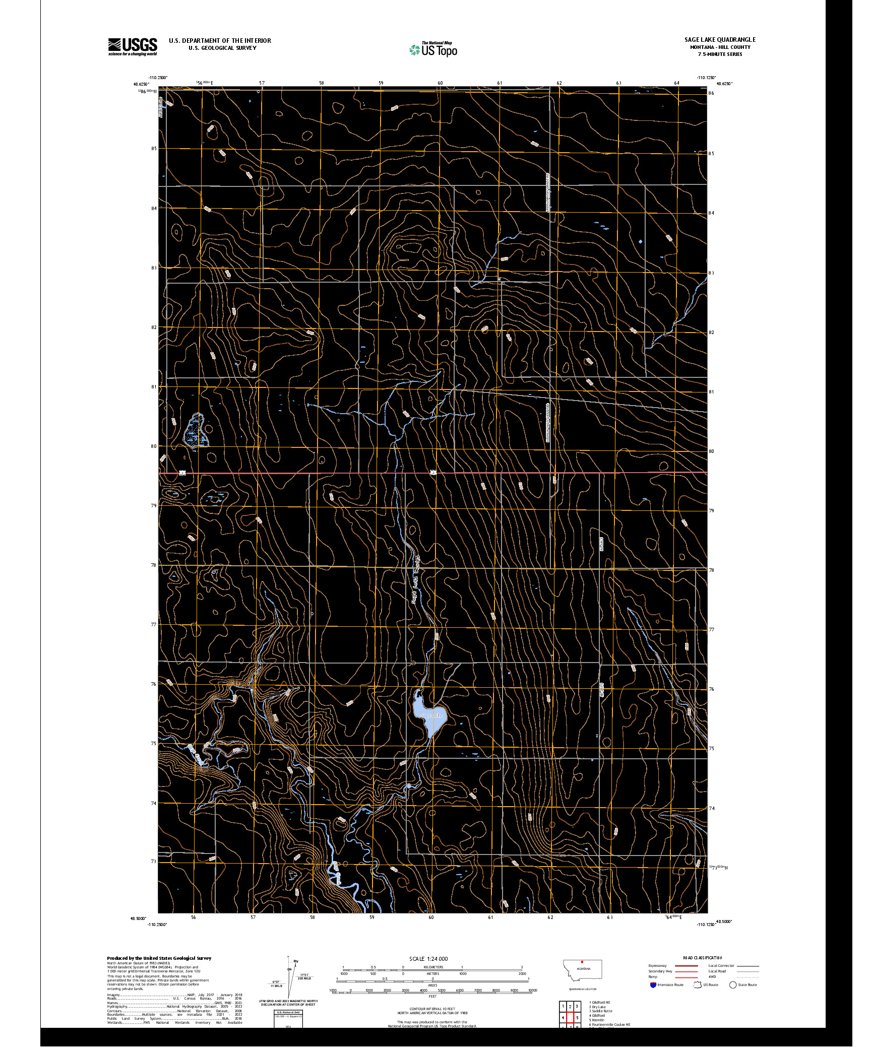 US TOPO 7.5-MINUTE MAP FOR SAGE LAKE, MT