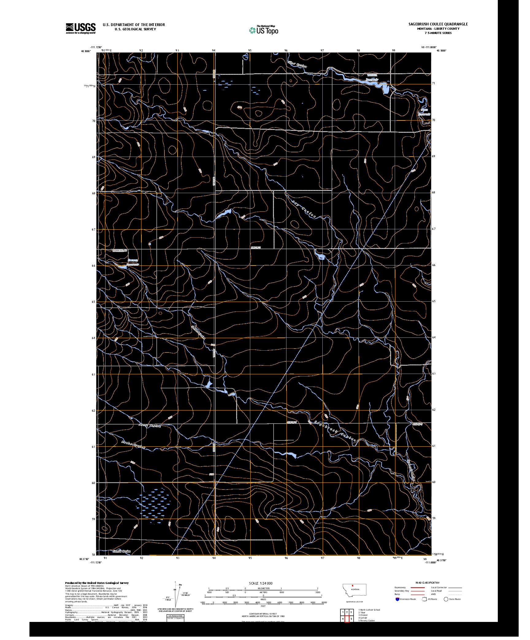 US TOPO 7.5-MINUTE MAP FOR SAGEBRUSH COULEE, MT