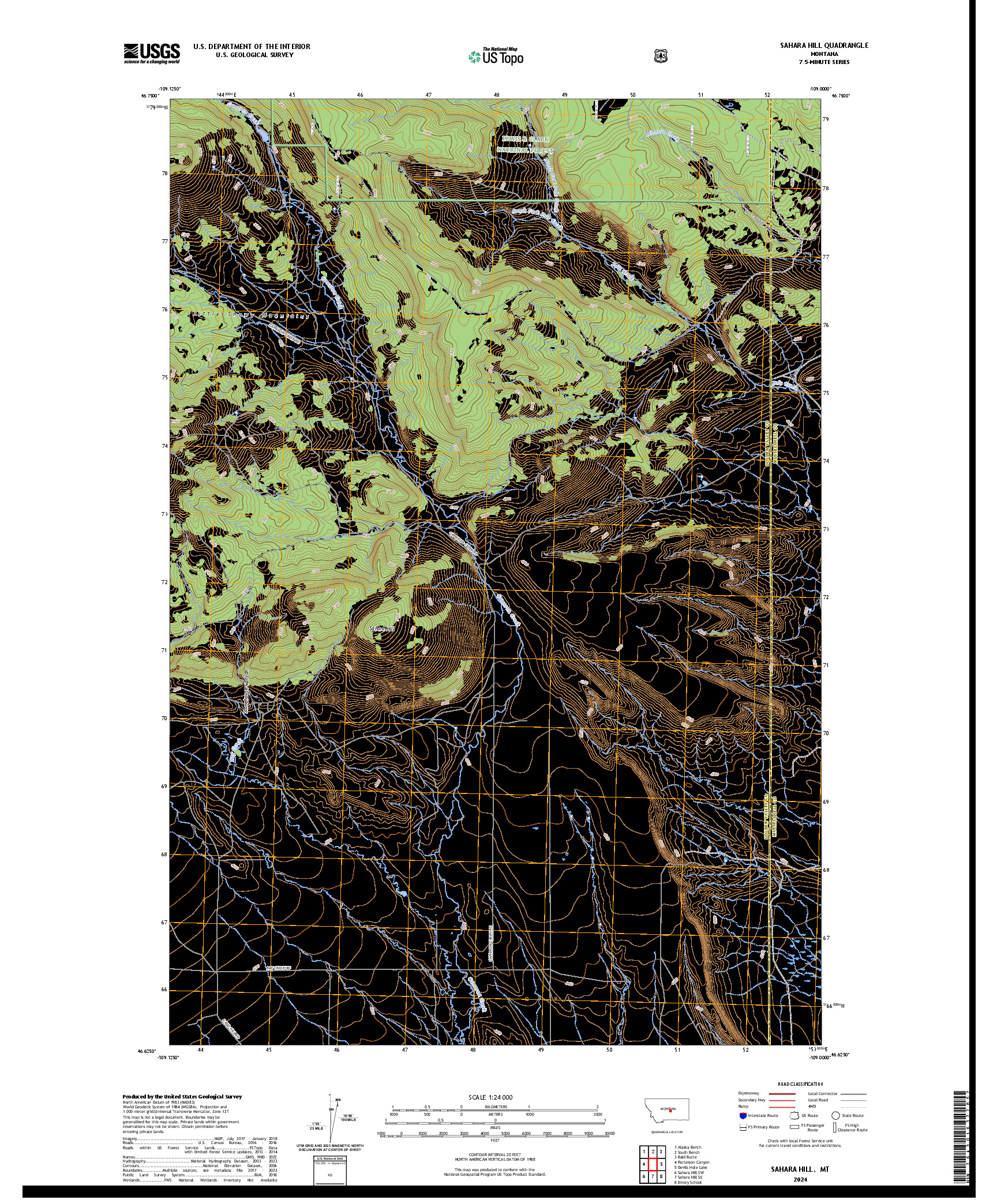 US TOPO 7.5-MINUTE MAP FOR SAHARA HILL, MT