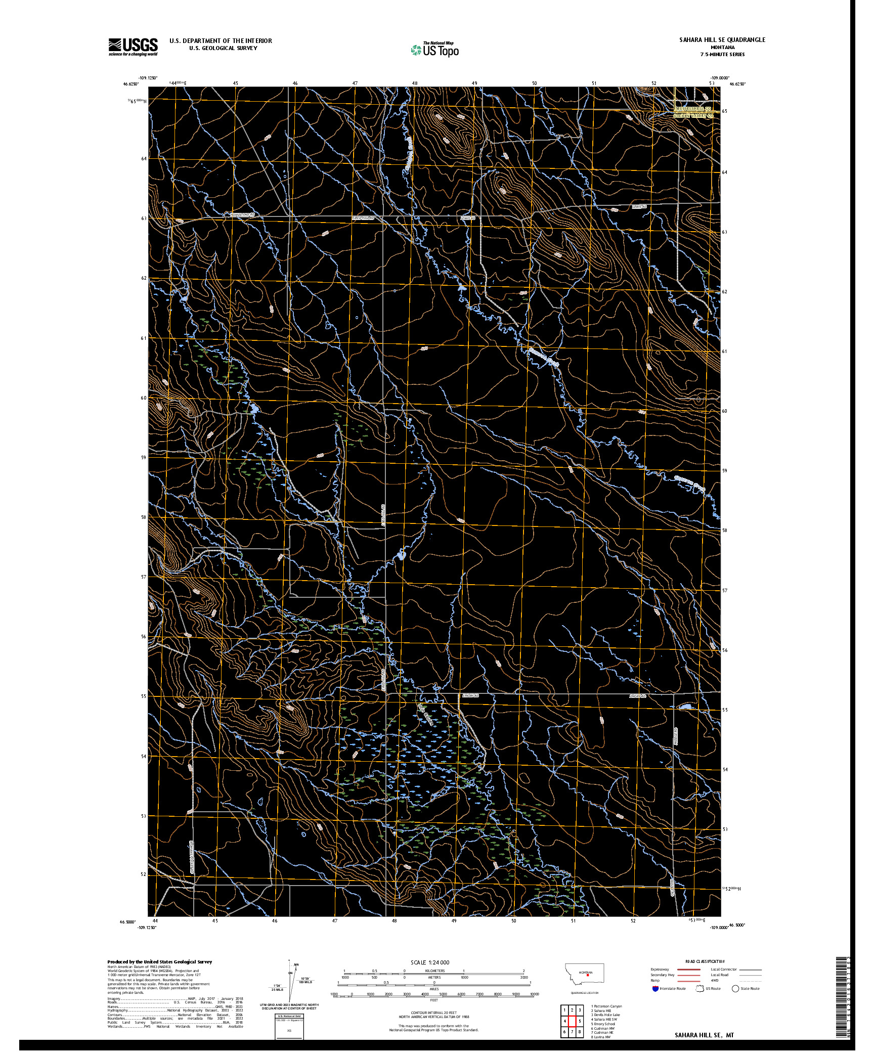 US TOPO 7.5-MINUTE MAP FOR SAHARA HILL SE, MT