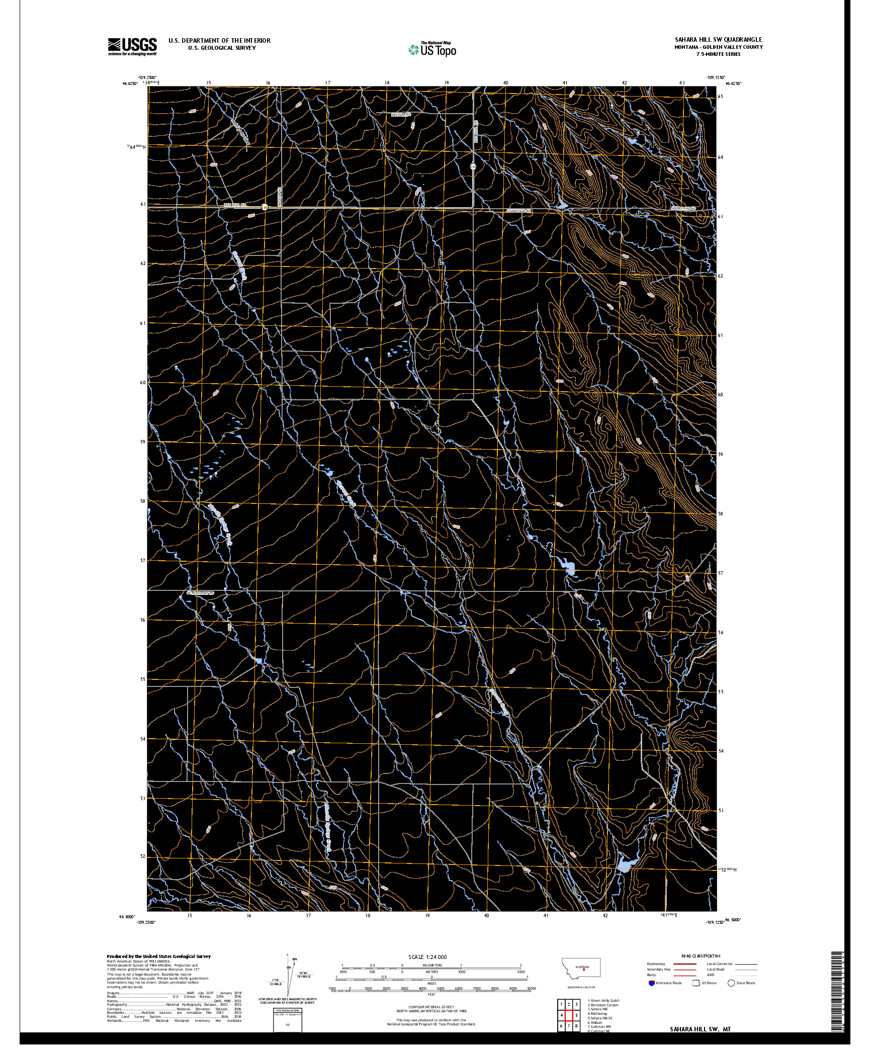 US TOPO 7.5-MINUTE MAP FOR SAHARA HILL SW, MT