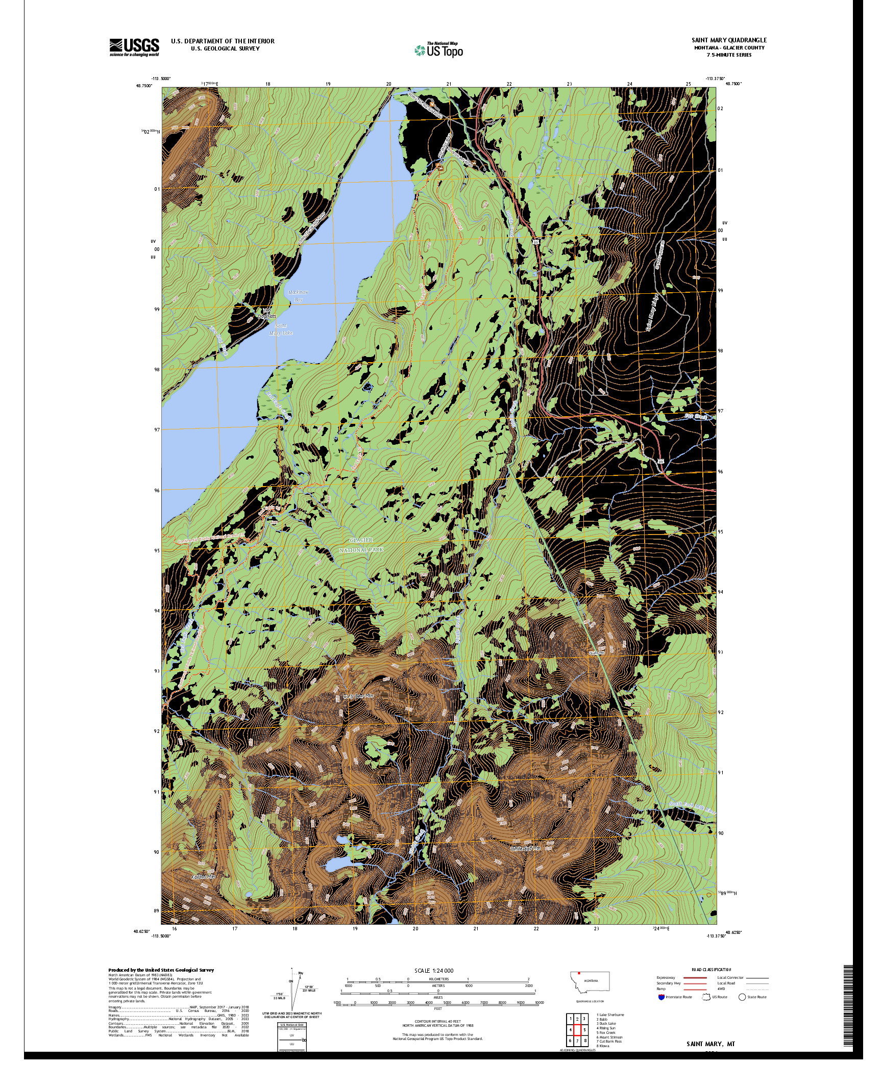 US TOPO 7.5-MINUTE MAP FOR SAINT MARY, MT
