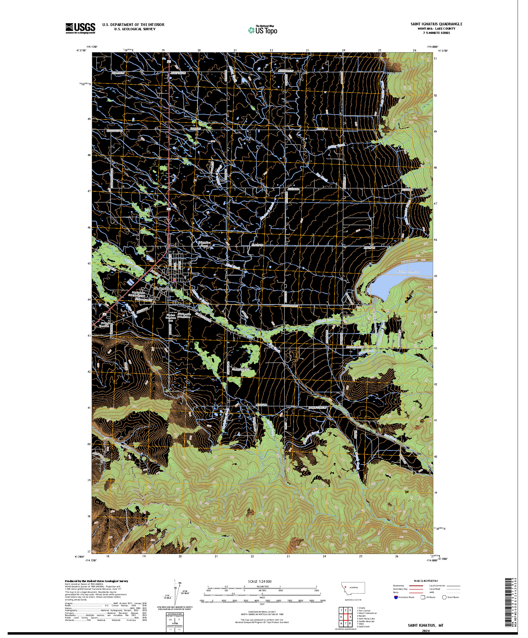 US TOPO 7.5-MINUTE MAP FOR SAINT IGNATIUS, MT