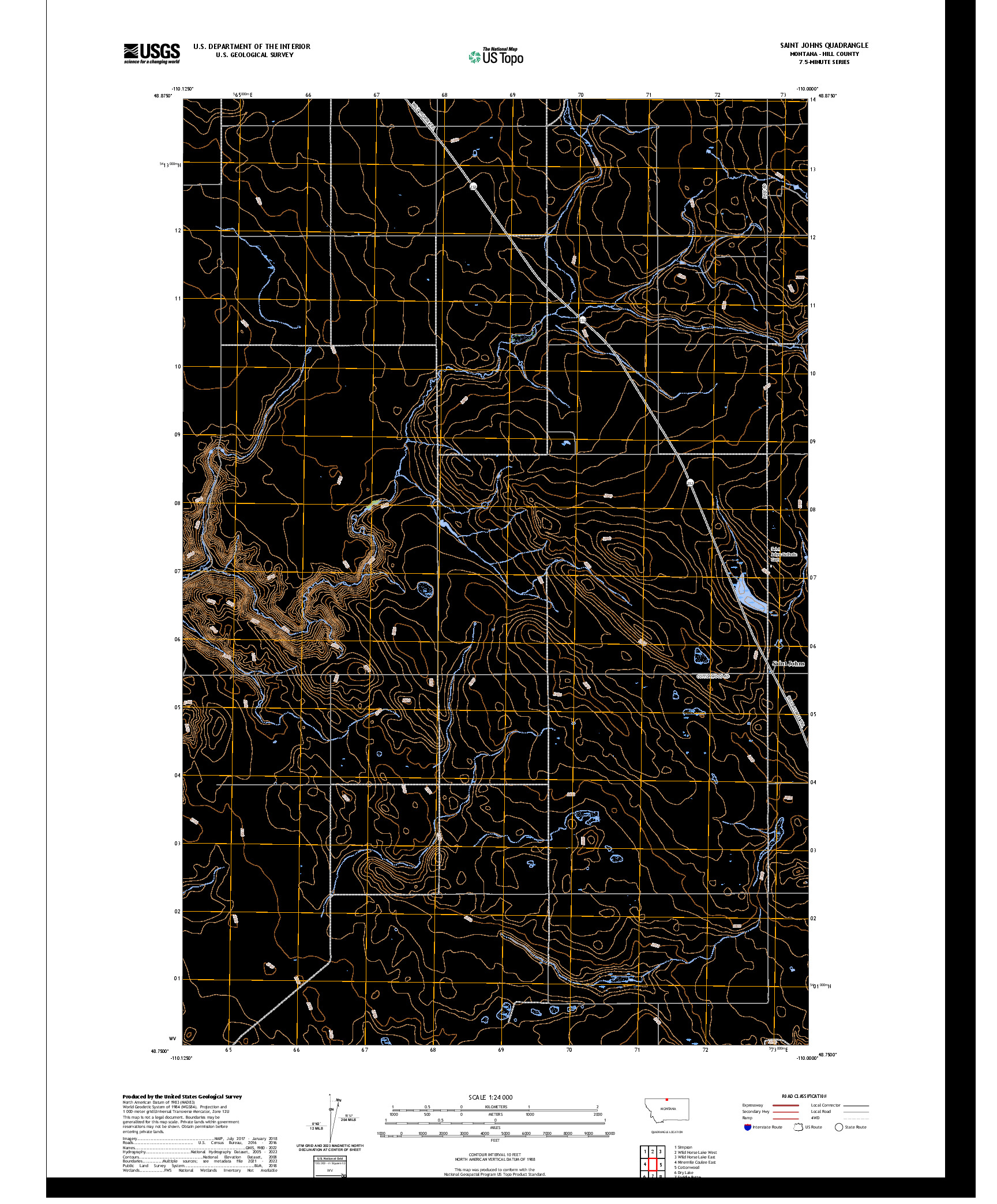 US TOPO 7.5-MINUTE MAP FOR SAINT JOHNS, MT