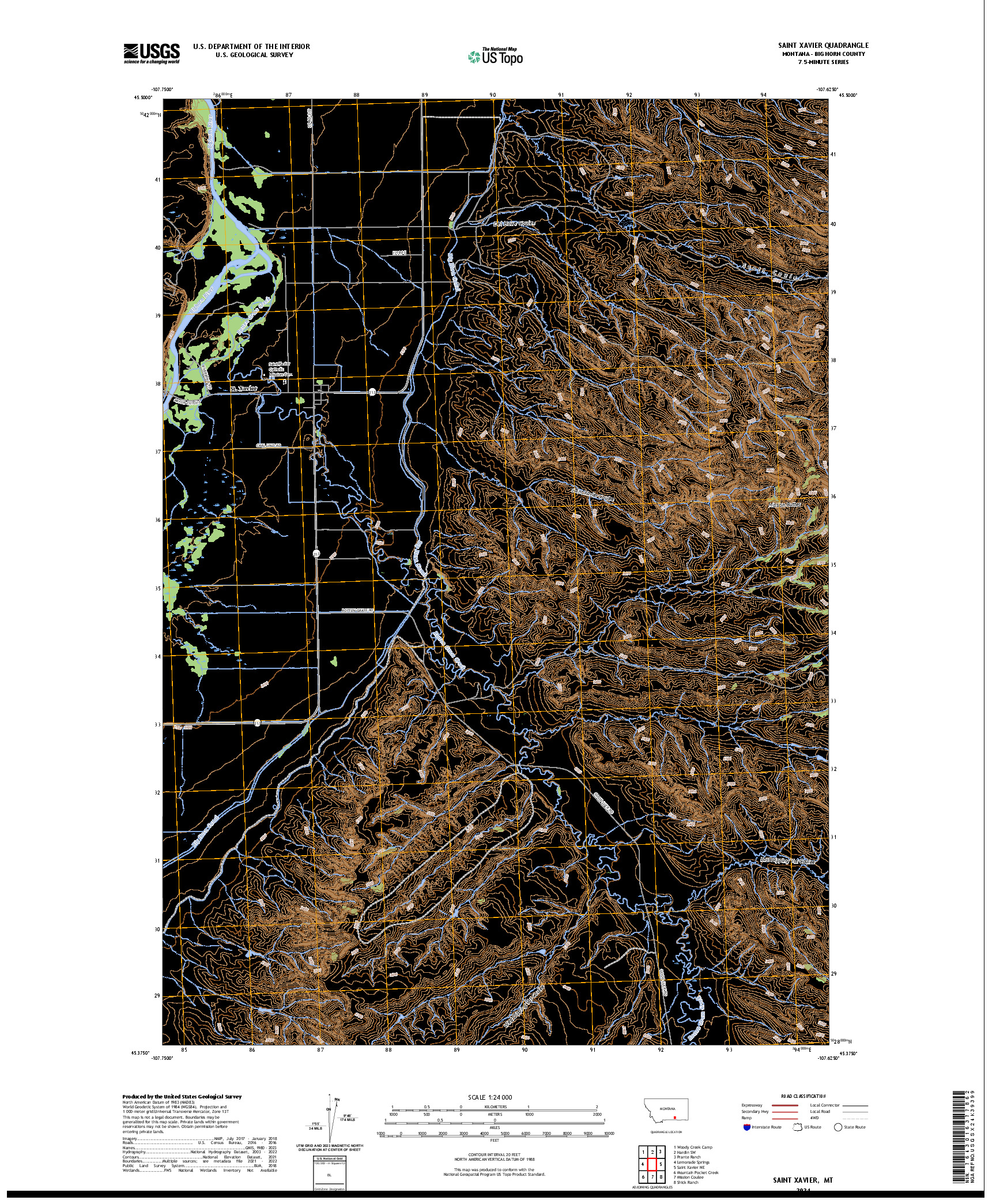 US TOPO 7.5-MINUTE MAP FOR SAINT XAVIER, MT