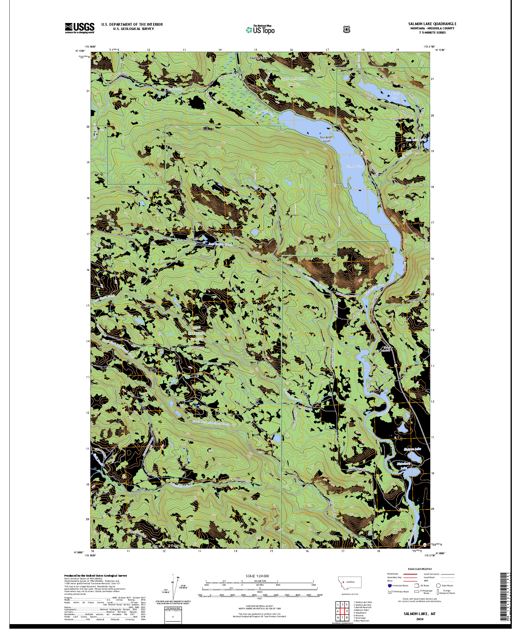 US TOPO 7.5-MINUTE MAP FOR SALMON LAKE, MT