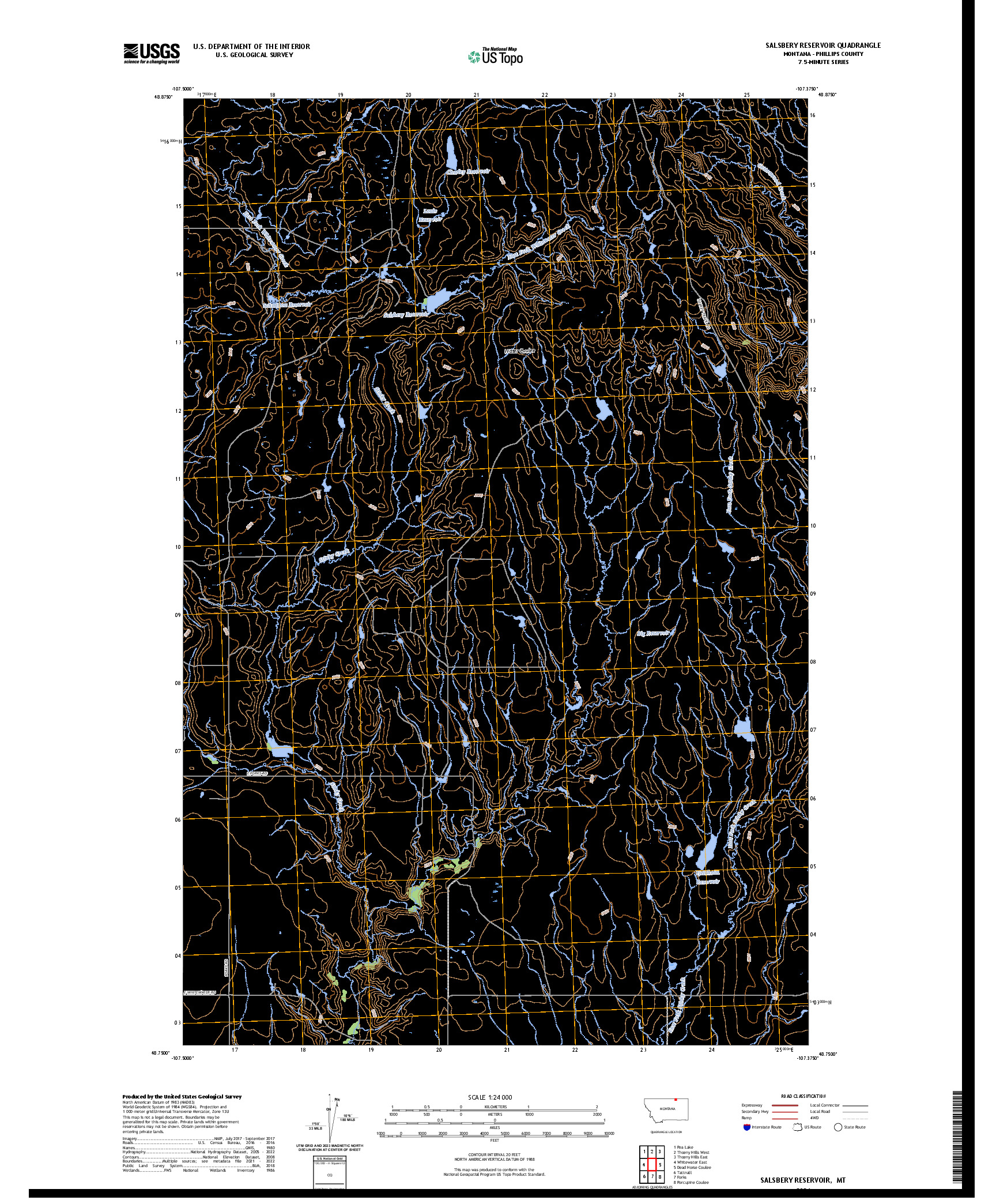 US TOPO 7.5-MINUTE MAP FOR SALSBERY RESERVOIR, MT