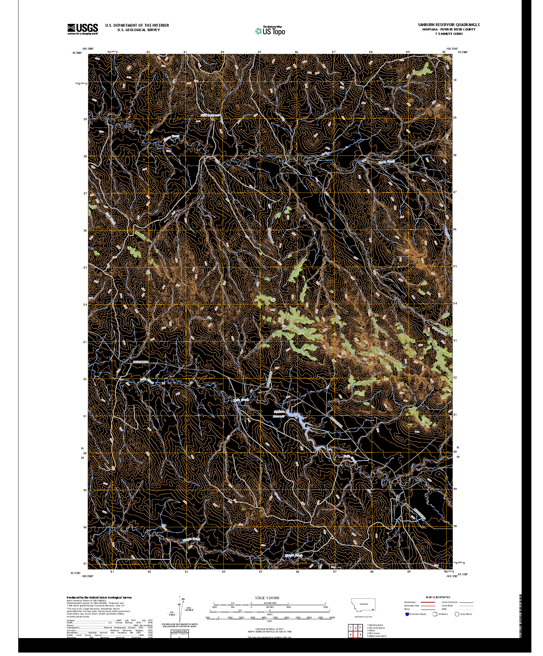 US TOPO 7.5-MINUTE MAP FOR SANBURN RESERVOIR, MT