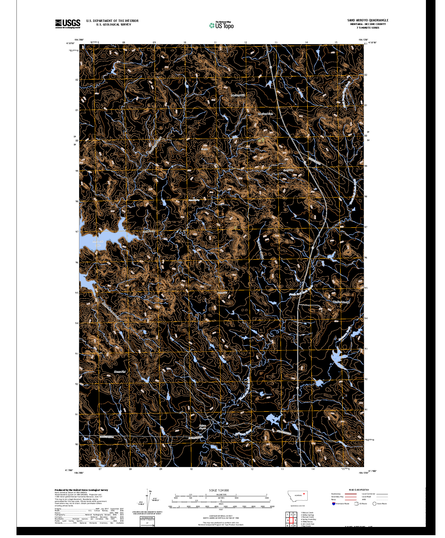 US TOPO 7.5-MINUTE MAP FOR SAND ARROYO, MT