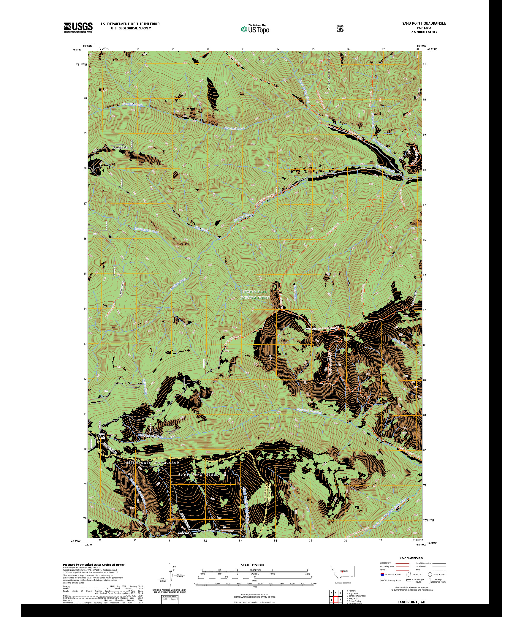 US TOPO 7.5-MINUTE MAP FOR SAND POINT, MT