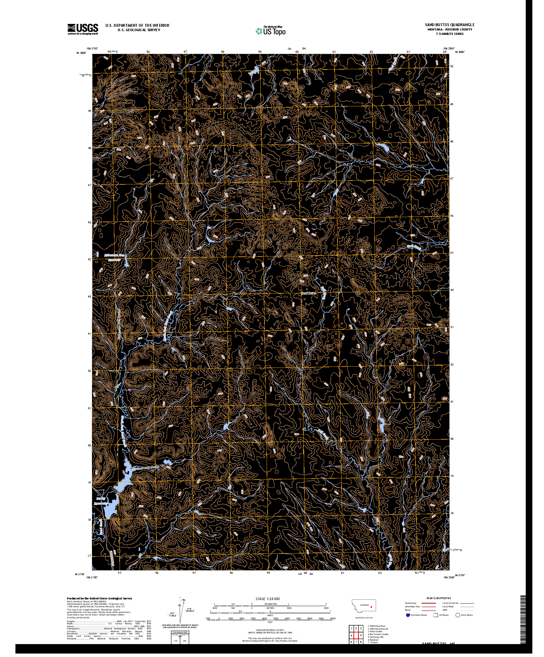 US TOPO 7.5-MINUTE MAP FOR SAND BUTTES, MT