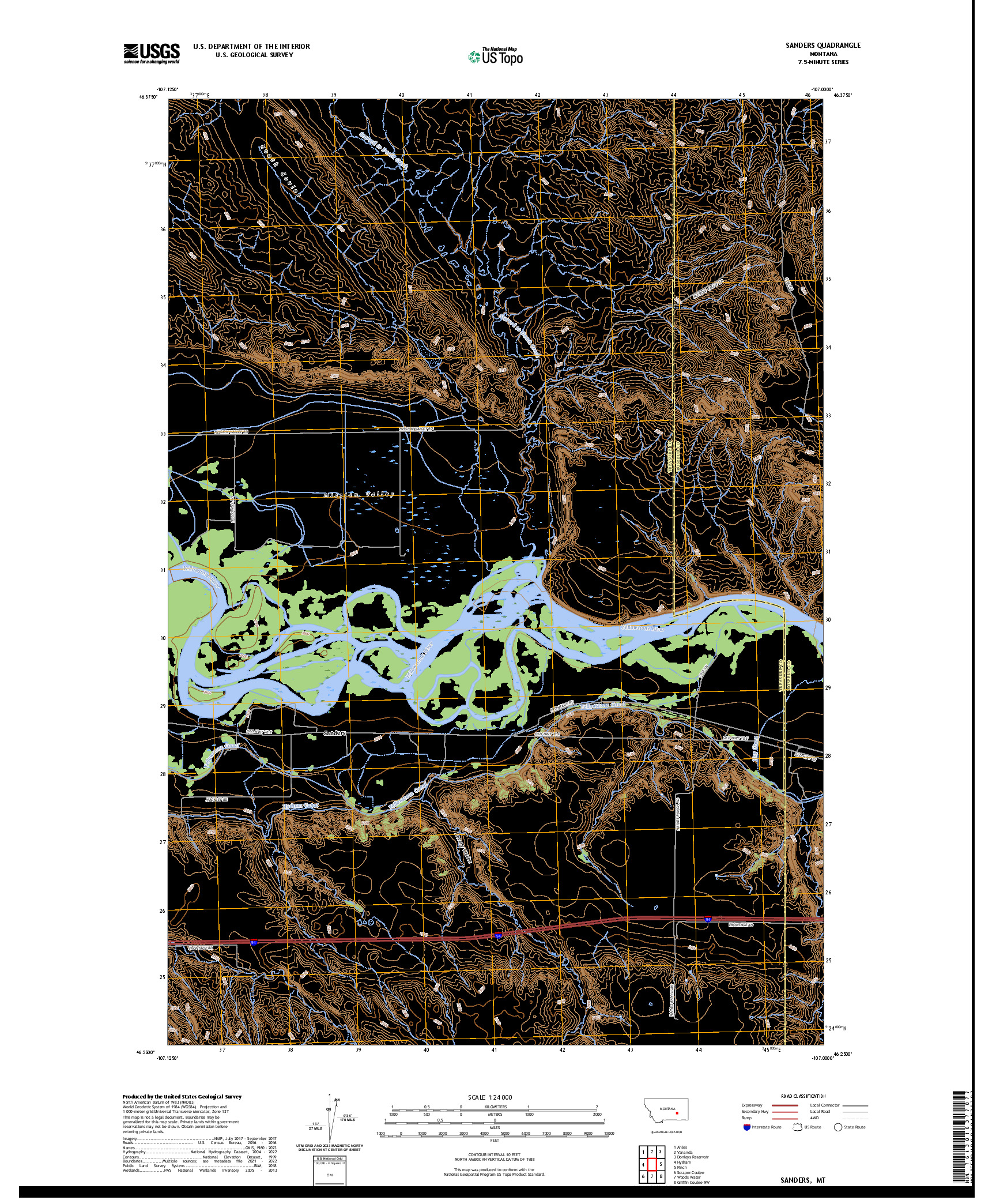 US TOPO 7.5-MINUTE MAP FOR SANDERS, MT