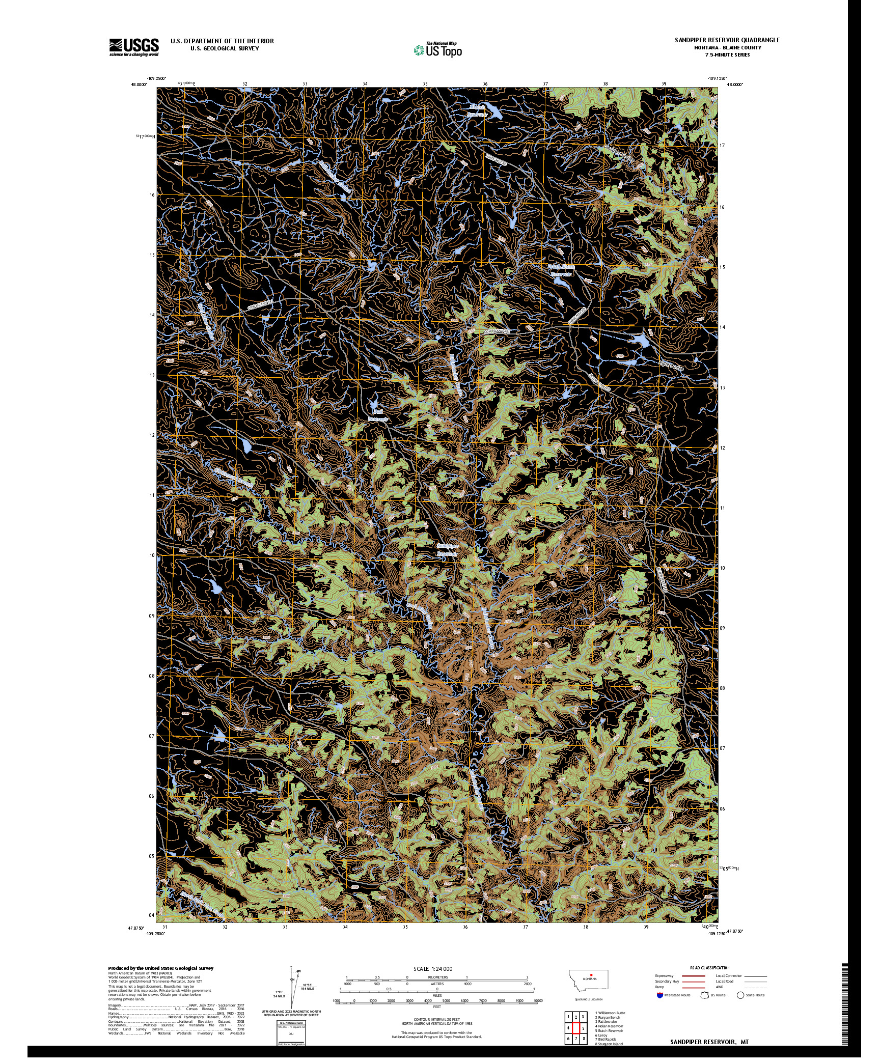 US TOPO 7.5-MINUTE MAP FOR SANDPIPER RESERVOIR, MT