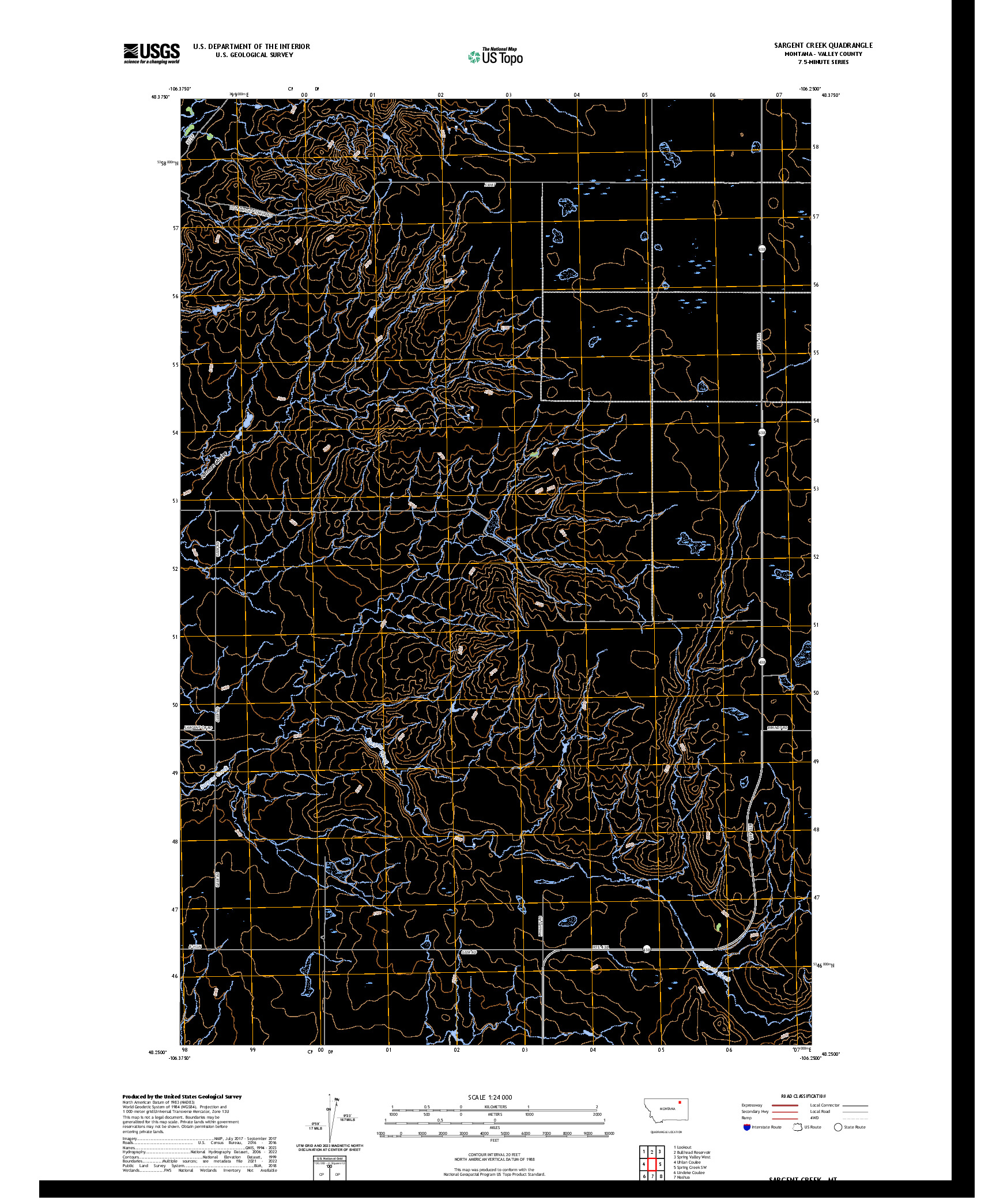 US TOPO 7.5-MINUTE MAP FOR SARGENT CREEK, MT