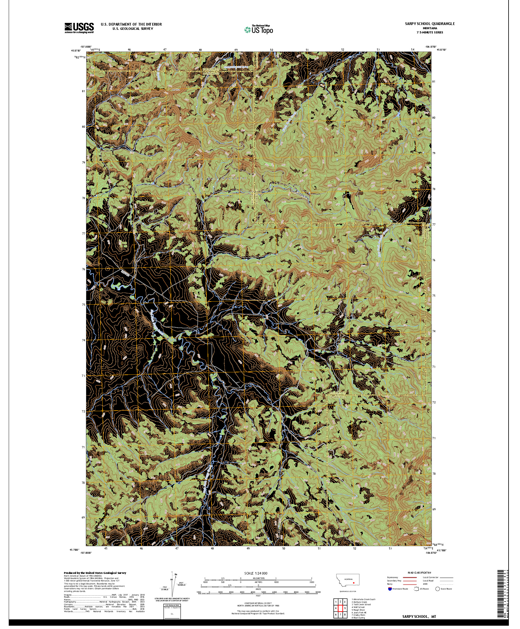 US TOPO 7.5-MINUTE MAP FOR SARPY SCHOOL, MT