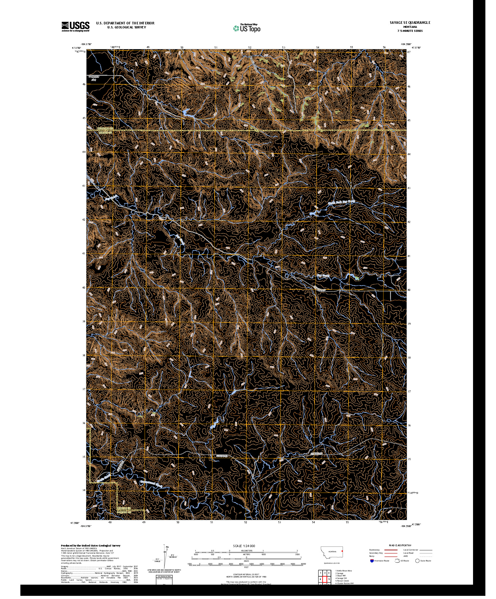 US TOPO 7.5-MINUTE MAP FOR SAVAGE SE, MT