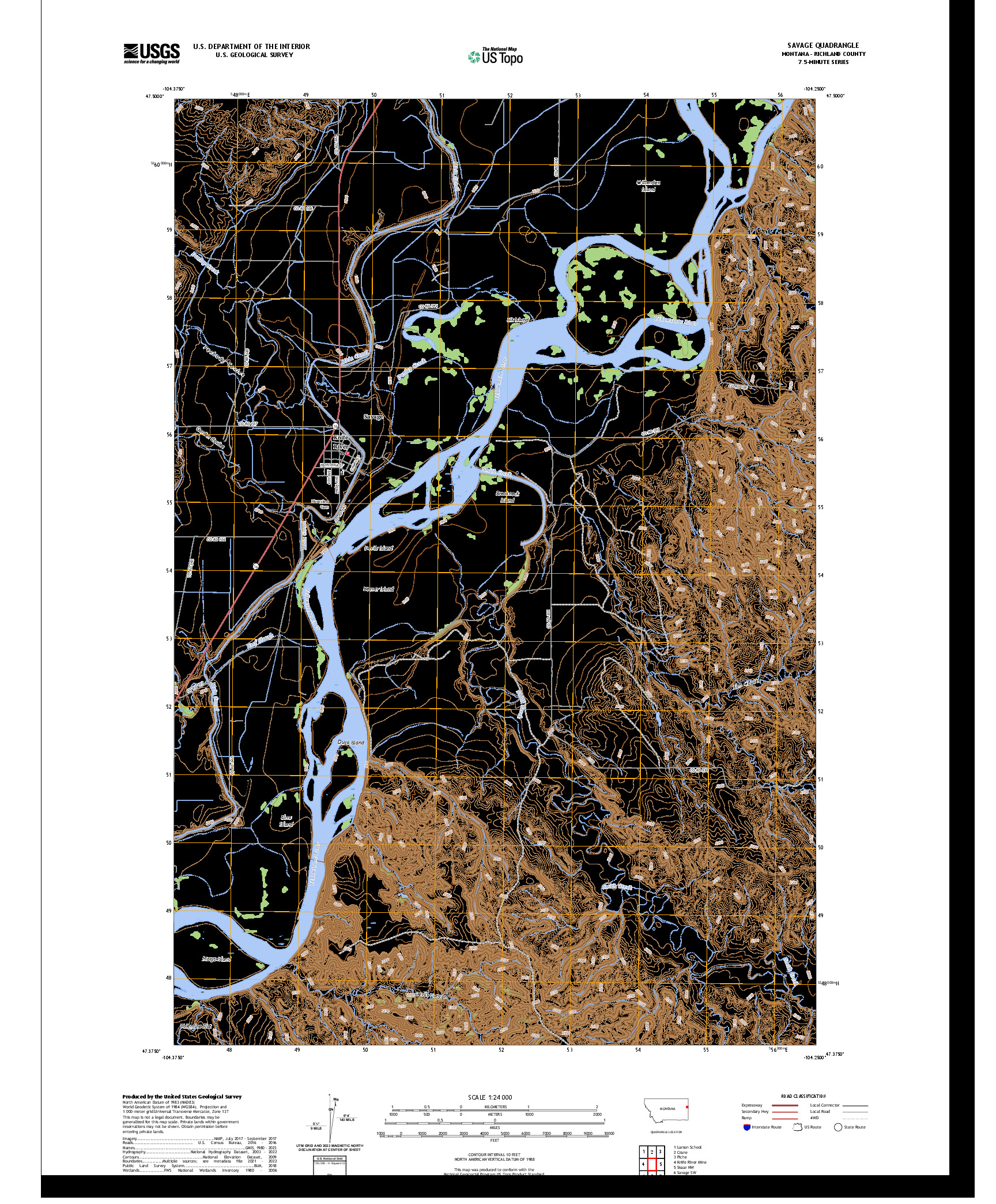 US TOPO 7.5-MINUTE MAP FOR SAVAGE, MT