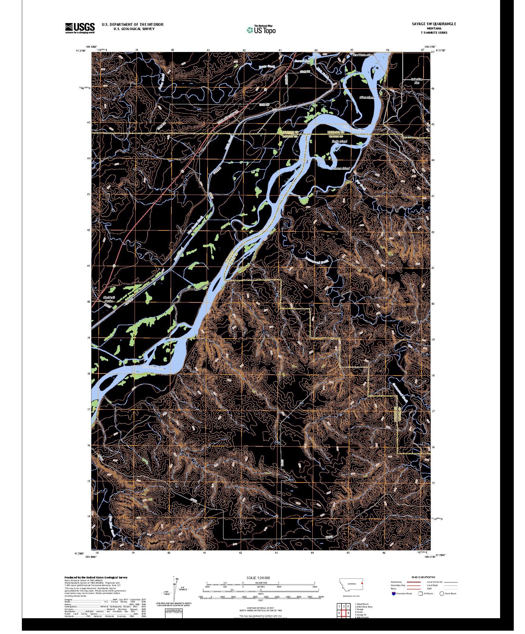 US TOPO 7.5-MINUTE MAP FOR SAVAGE SW, MT