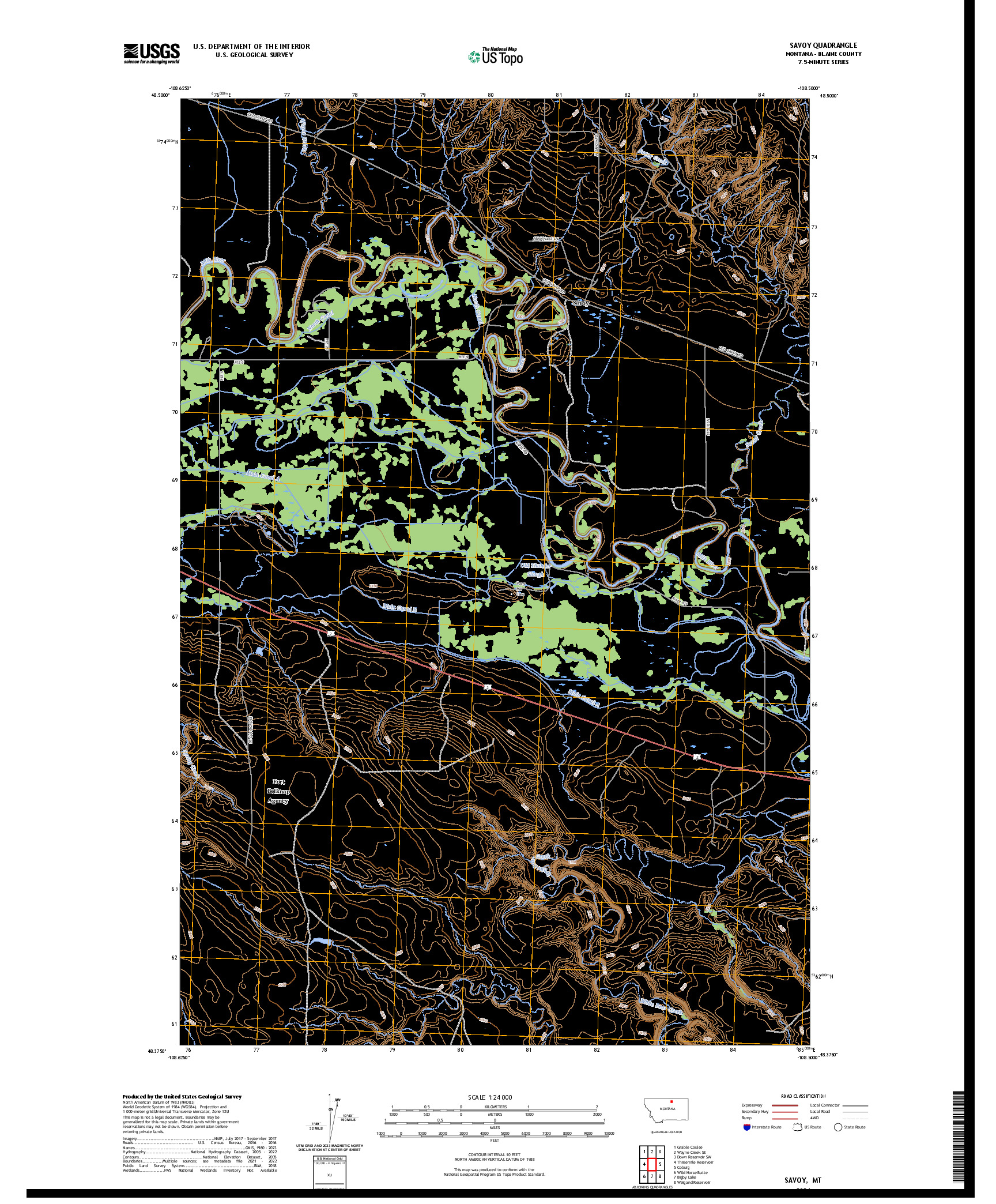 US TOPO 7.5-MINUTE MAP FOR SAVOY, MT