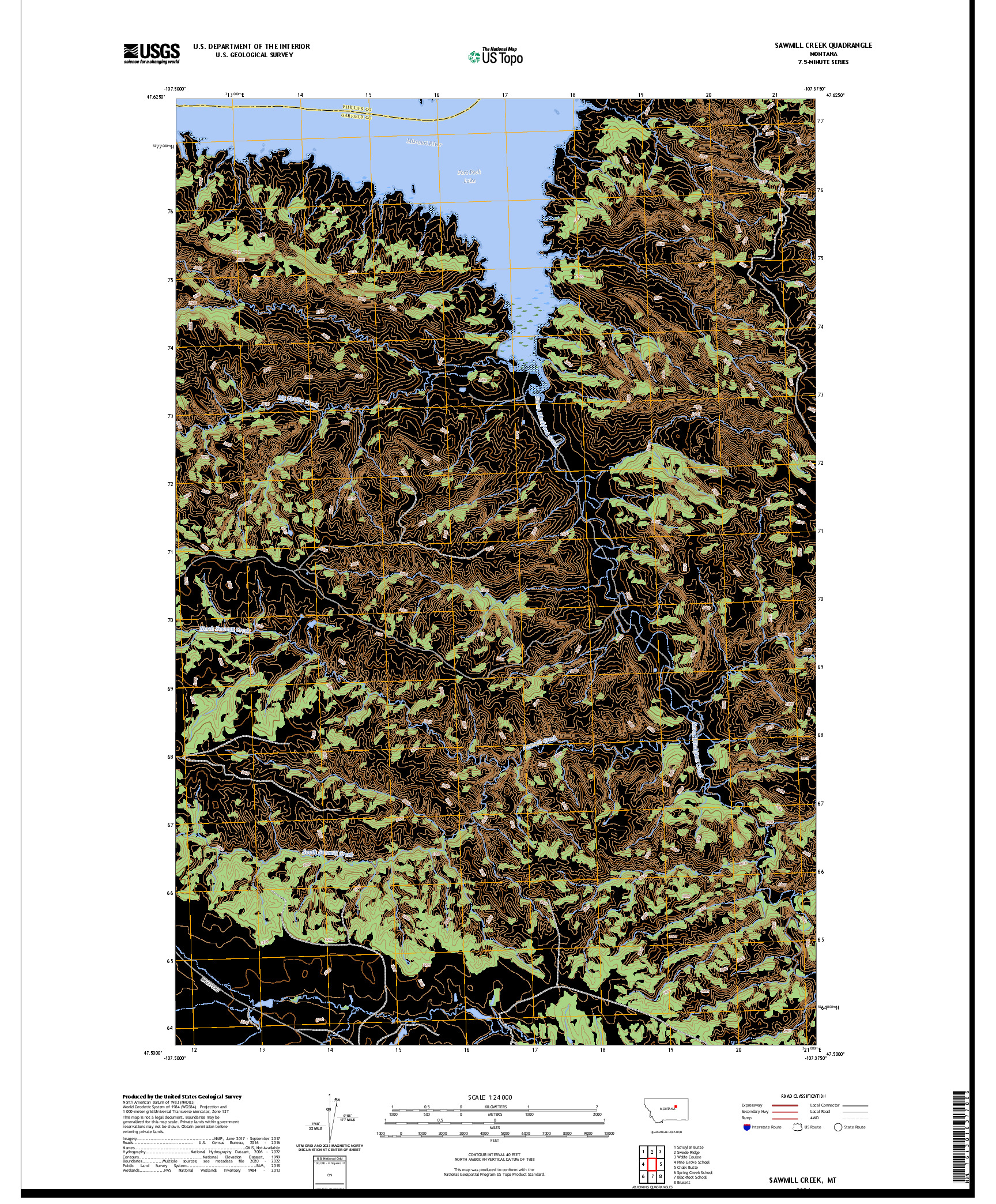 US TOPO 7.5-MINUTE MAP FOR SAWMILL CREEK, MT