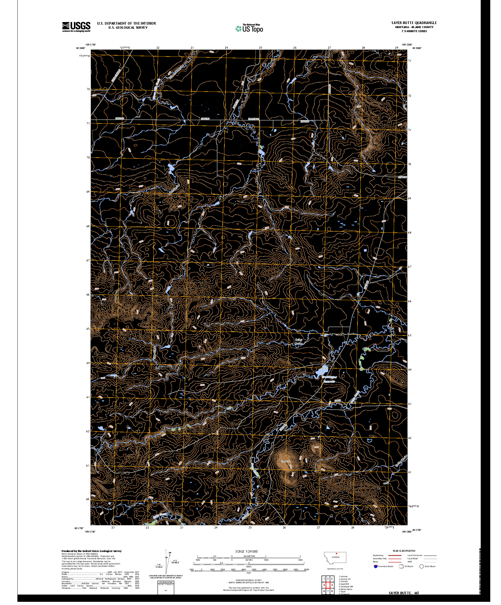US TOPO 7.5-MINUTE MAP FOR SAYER BUTTE, MT