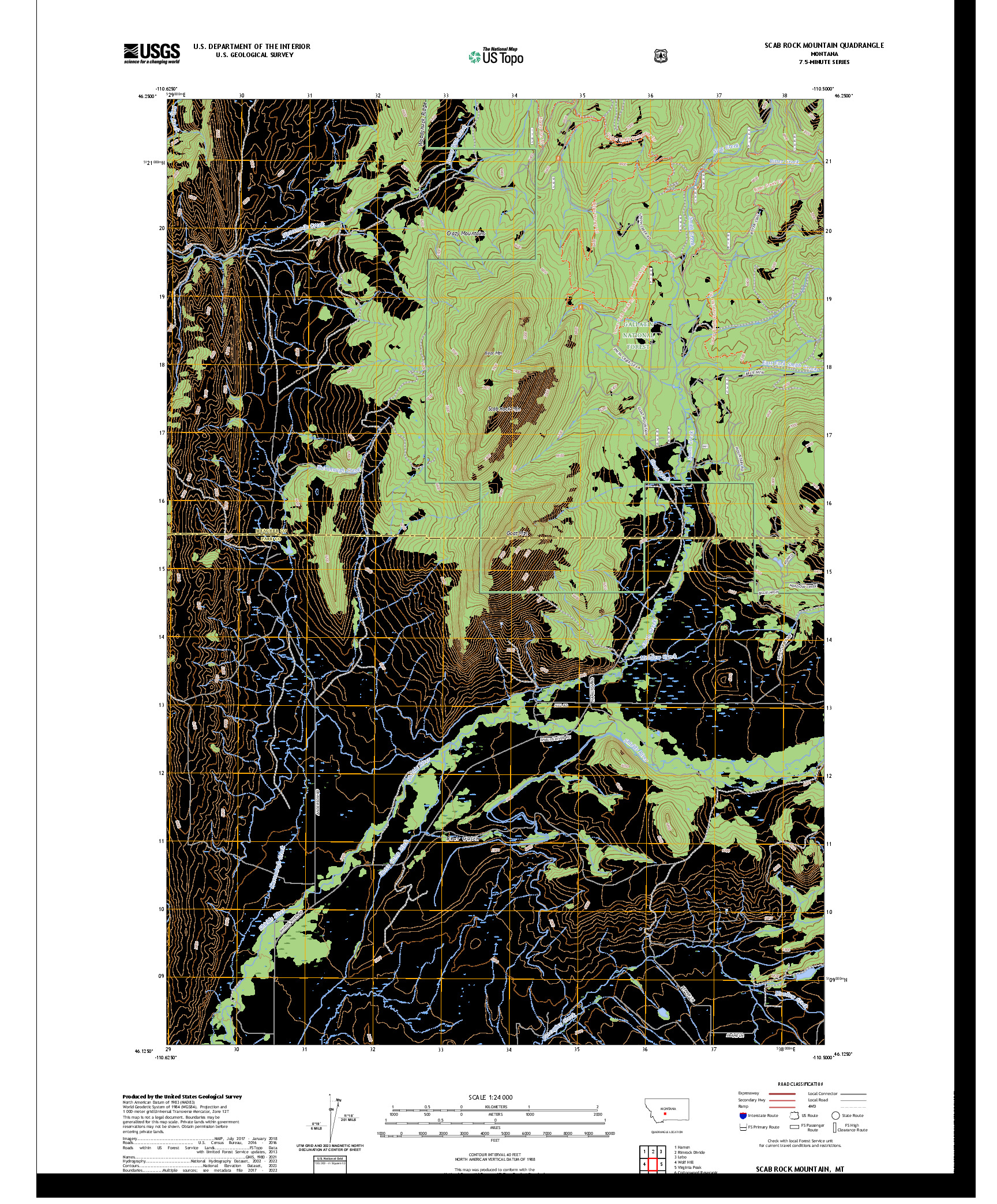 US TOPO 7.5-MINUTE MAP FOR SCAB ROCK MOUNTAIN, MT