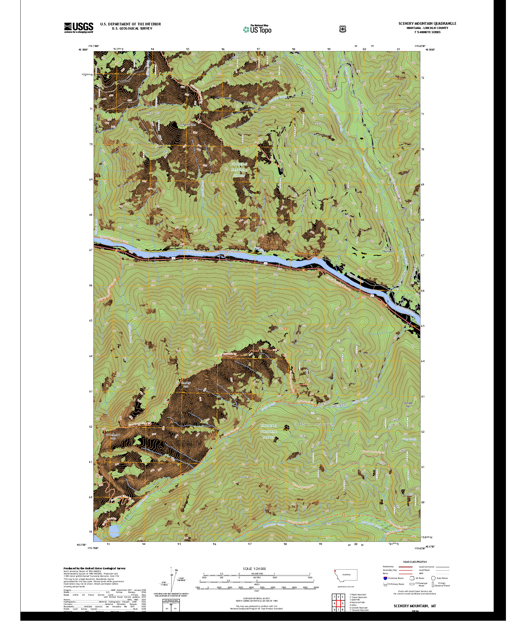 US TOPO 7.5-MINUTE MAP FOR SCENERY MOUNTAIN, MT