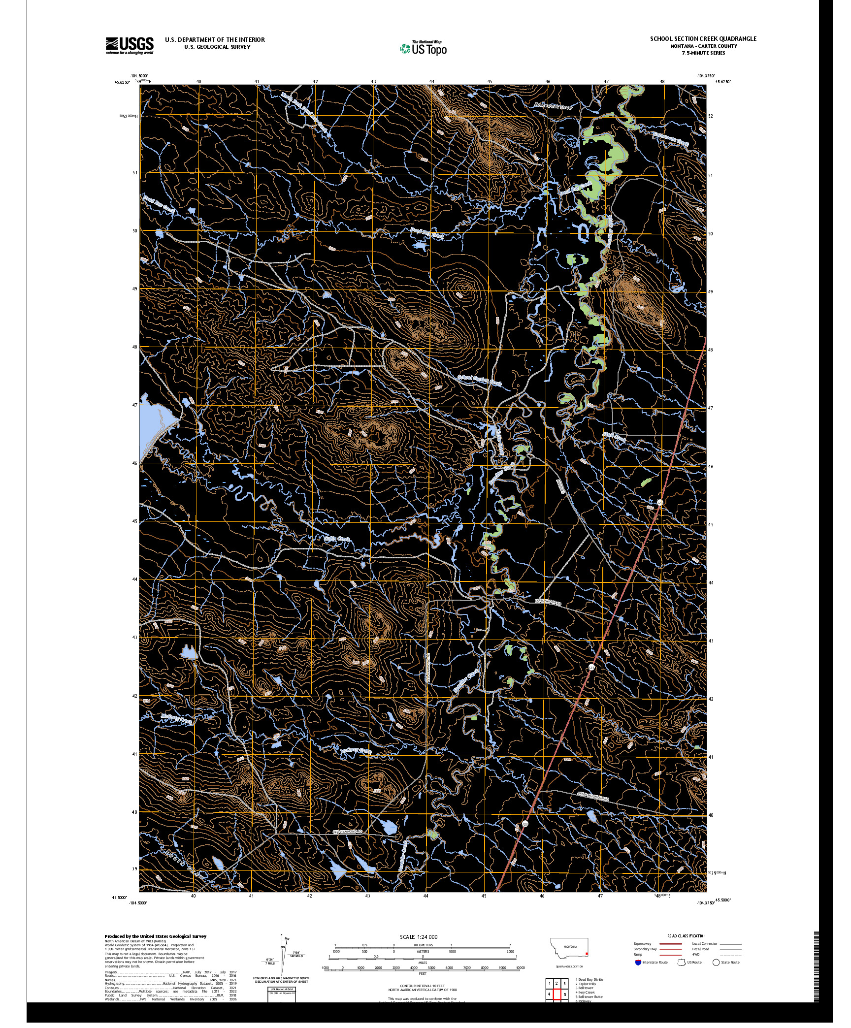 US TOPO 7.5-MINUTE MAP FOR SCHOOL SECTION CREEK, MT