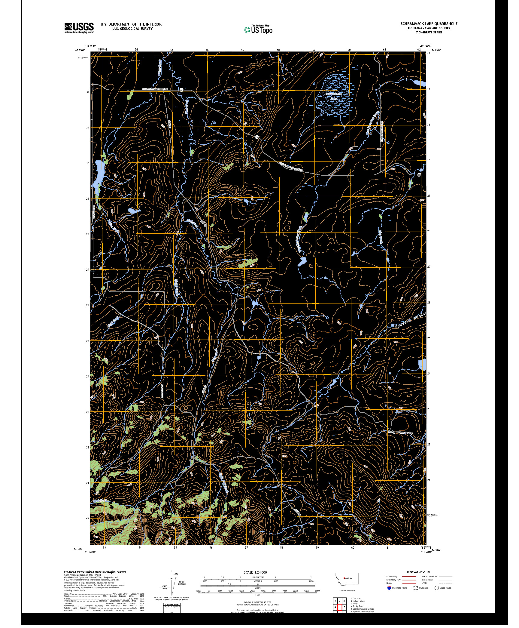 US TOPO 7.5-MINUTE MAP FOR SCHRAMMECK LAKE, MT