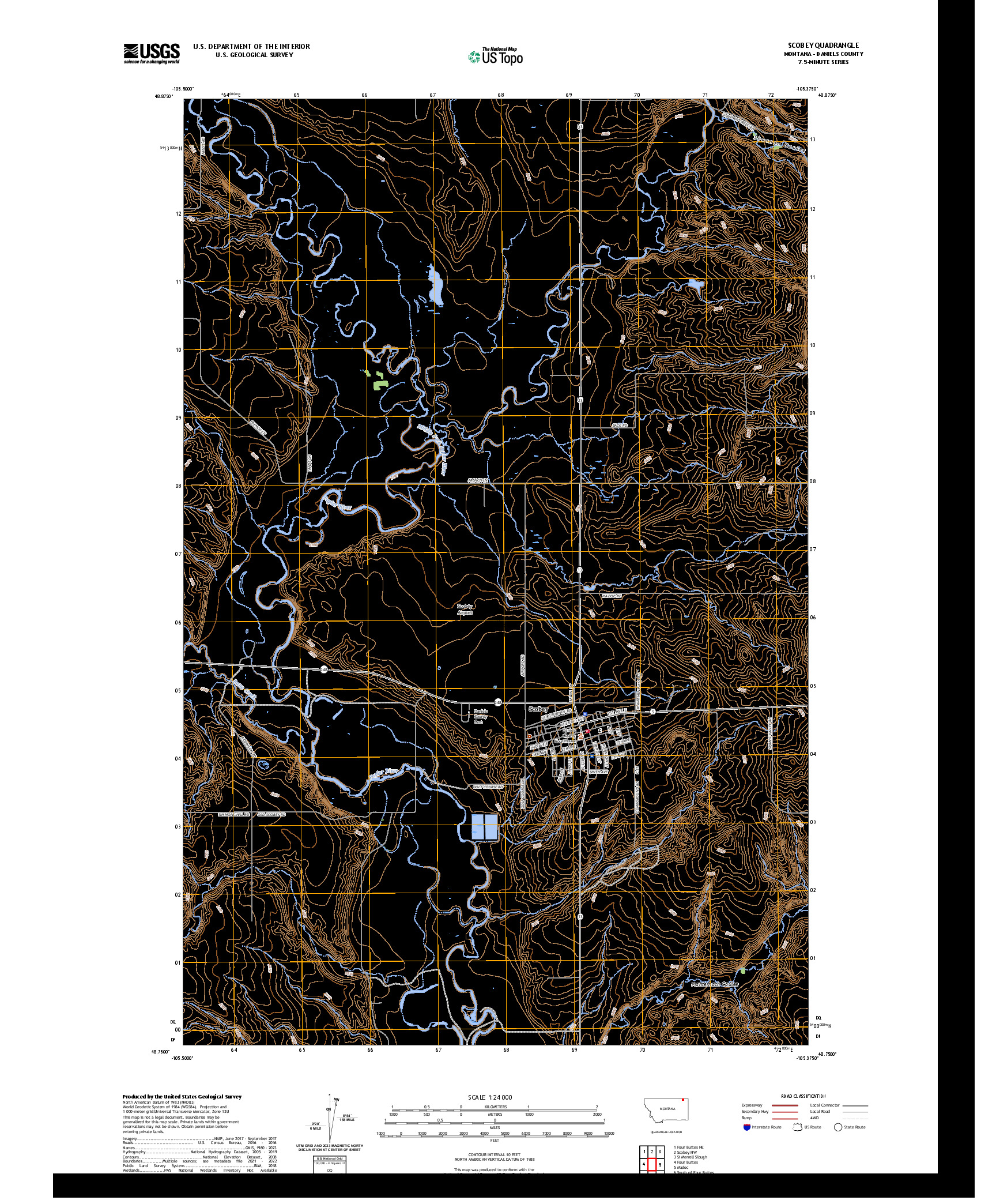 US TOPO 7.5-MINUTE MAP FOR SCOBEY, MT