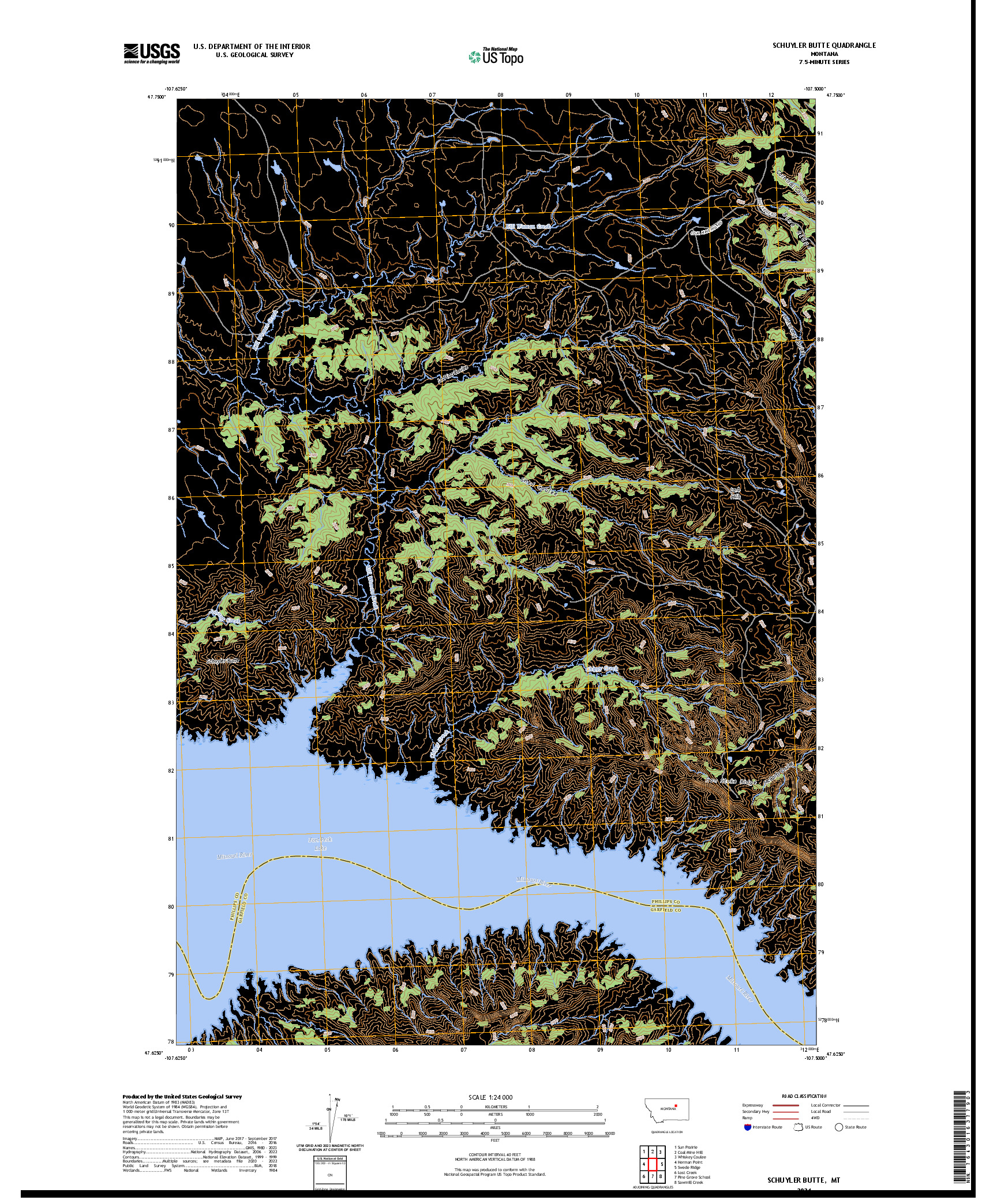 US TOPO 7.5-MINUTE MAP FOR SCHUYLER BUTTE, MT
