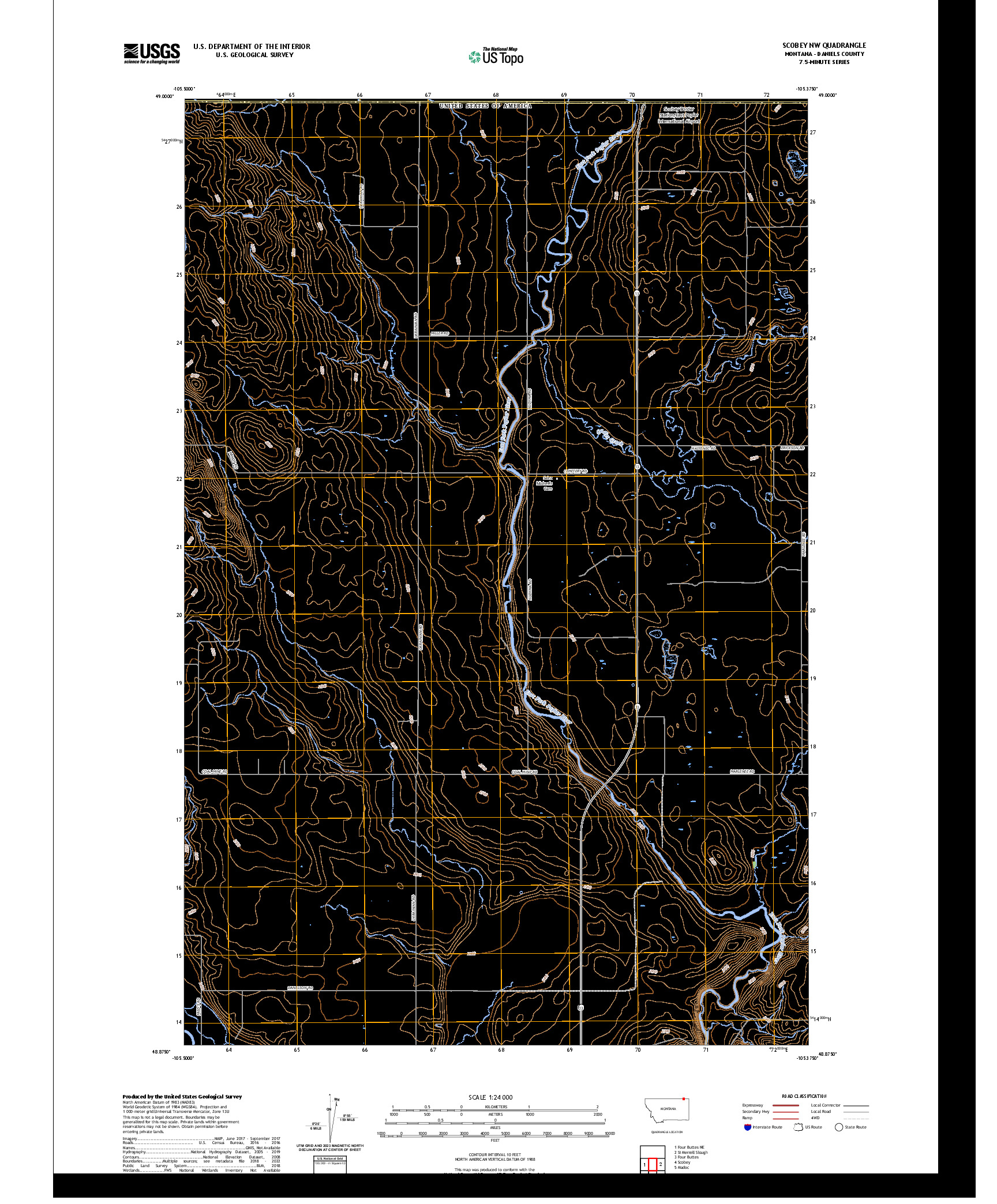 US TOPO 7.5-MINUTE MAP FOR SCOBEY NW, MT,SK