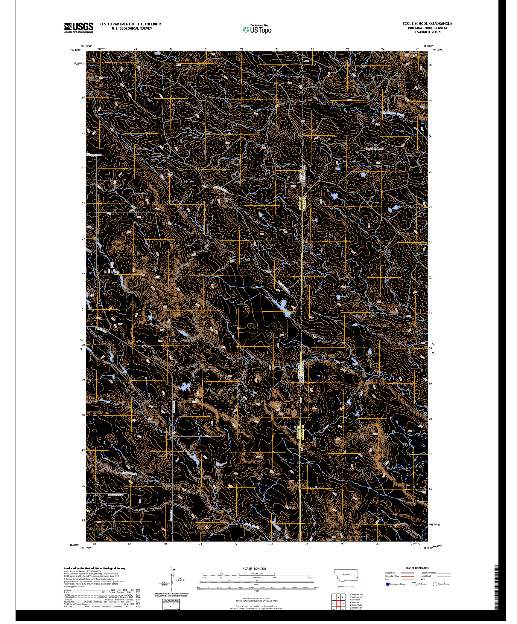 US TOPO 7.5-MINUTE MAP FOR SCOLE SCHOOL, MT,ND