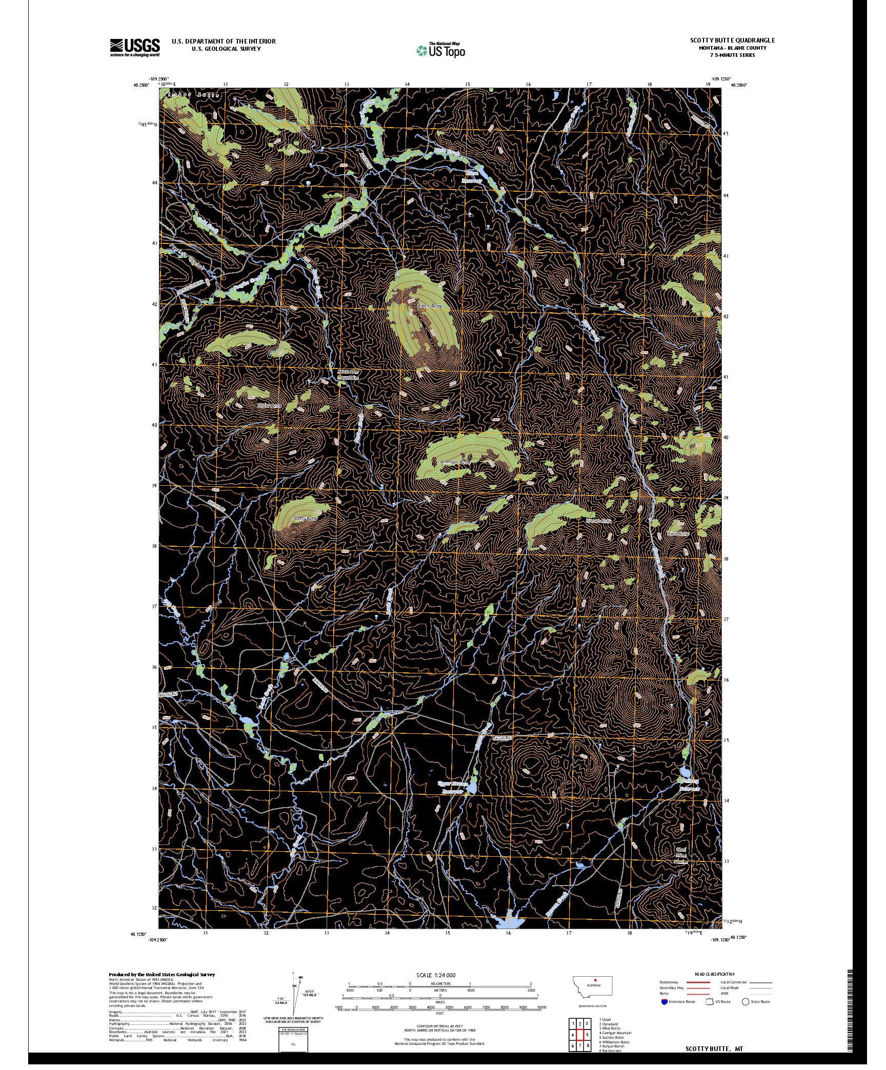 US TOPO 7.5-MINUTE MAP FOR SCOTTY BUTTE, MT