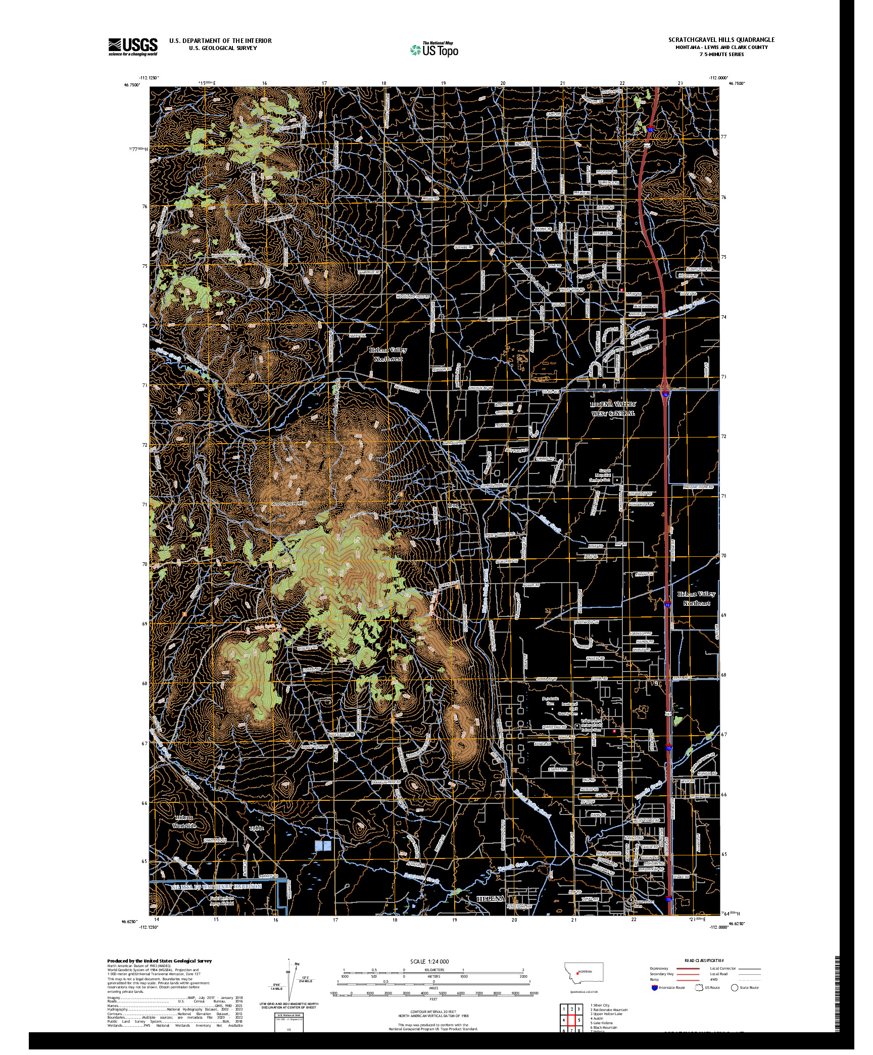 US TOPO 7.5-MINUTE MAP FOR SCRATCHGRAVEL HILLS, MT