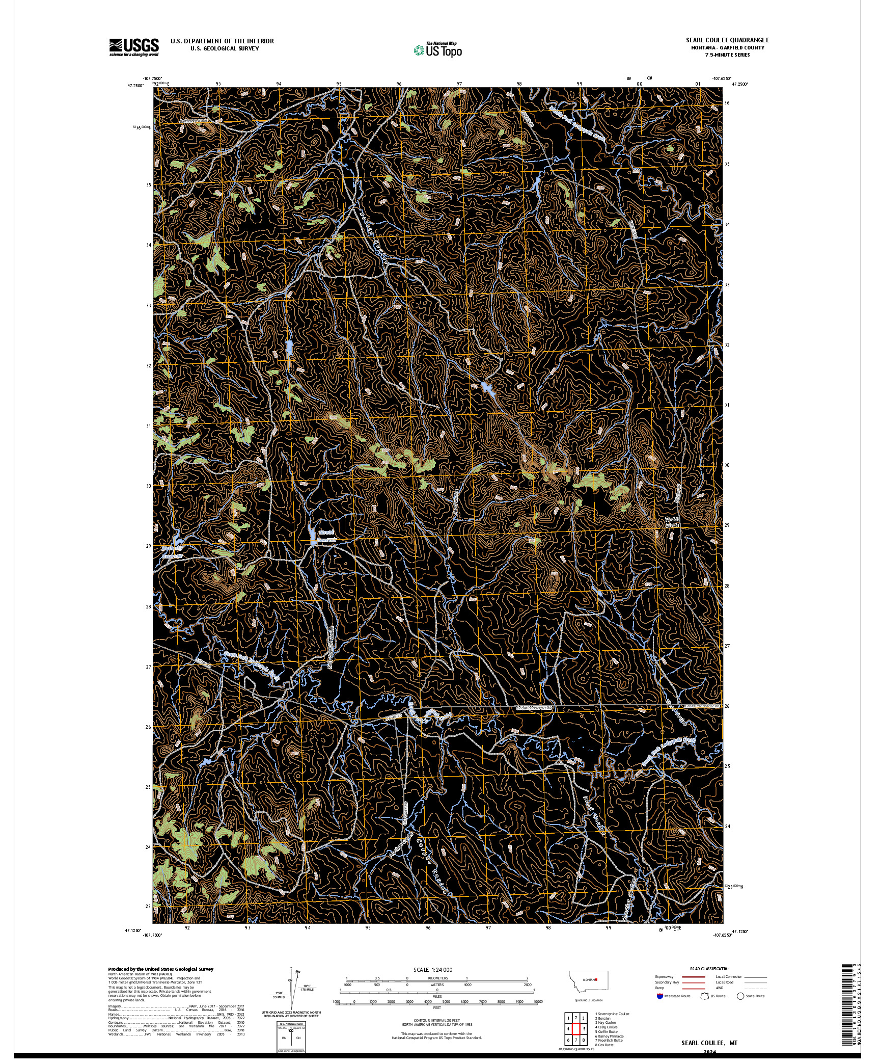 US TOPO 7.5-MINUTE MAP FOR SEARL COULEE, MT