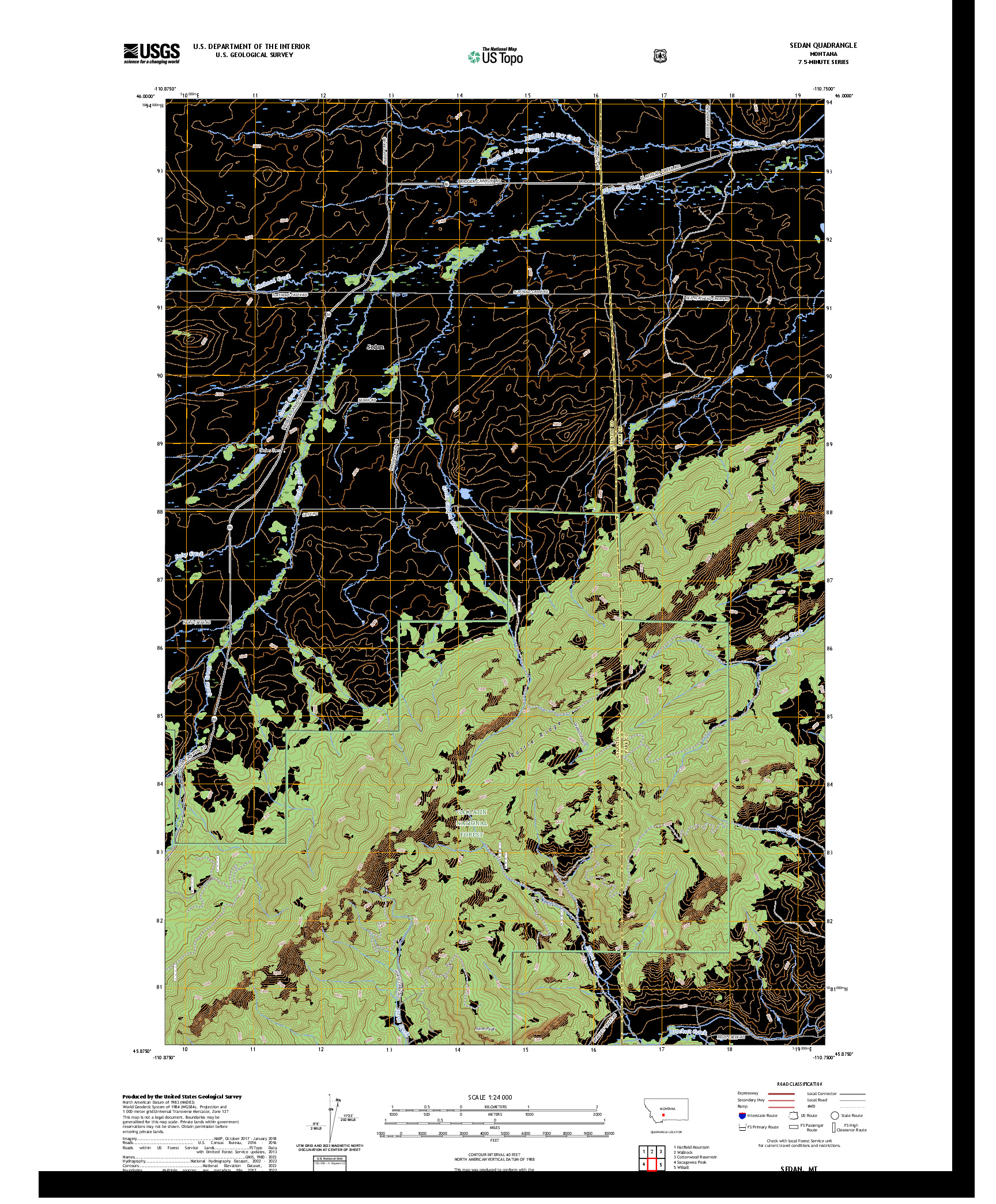 US TOPO 7.5-MINUTE MAP FOR SEDAN, MT