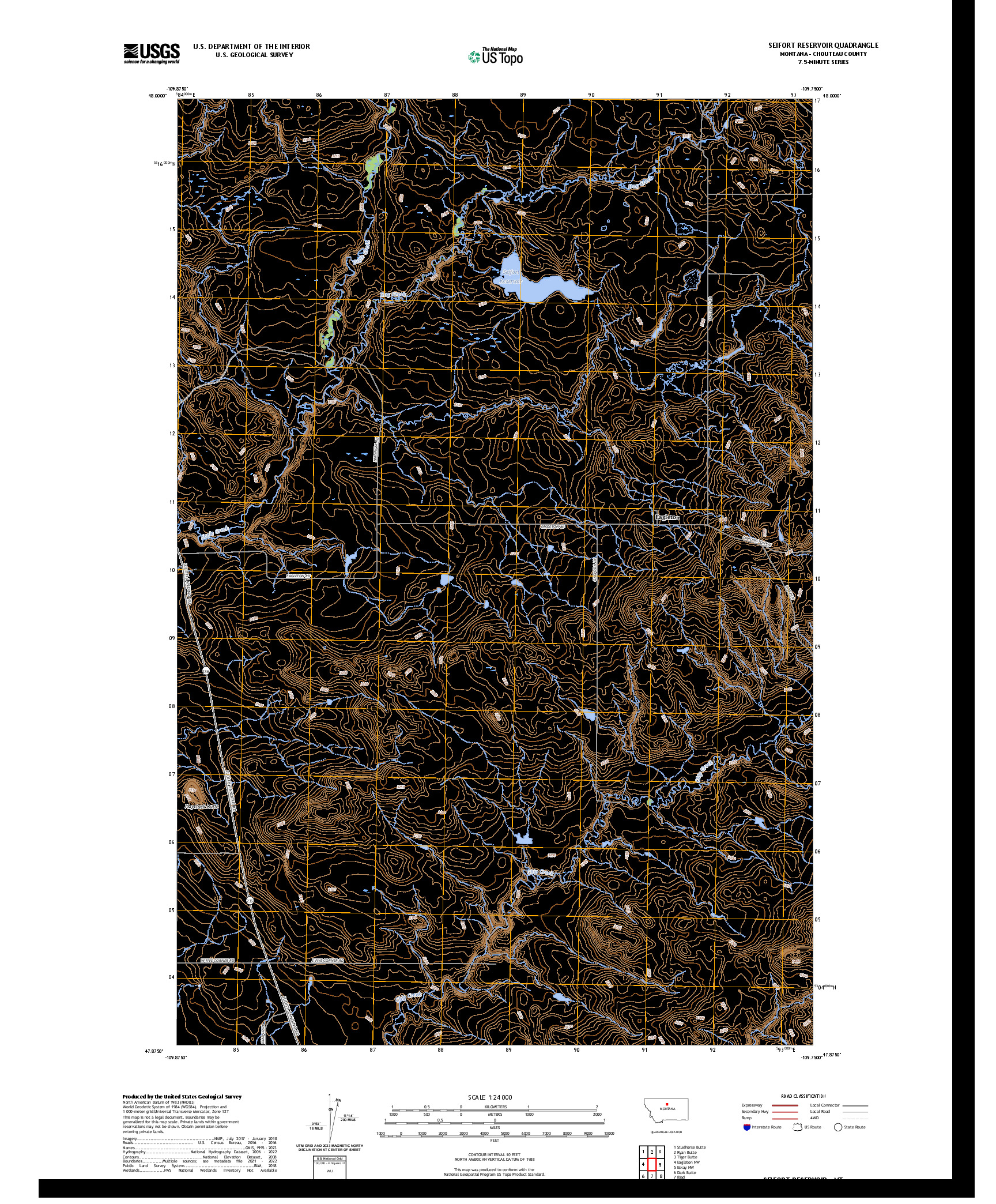 US TOPO 7.5-MINUTE MAP FOR SEIFORT RESERVOIR, MT