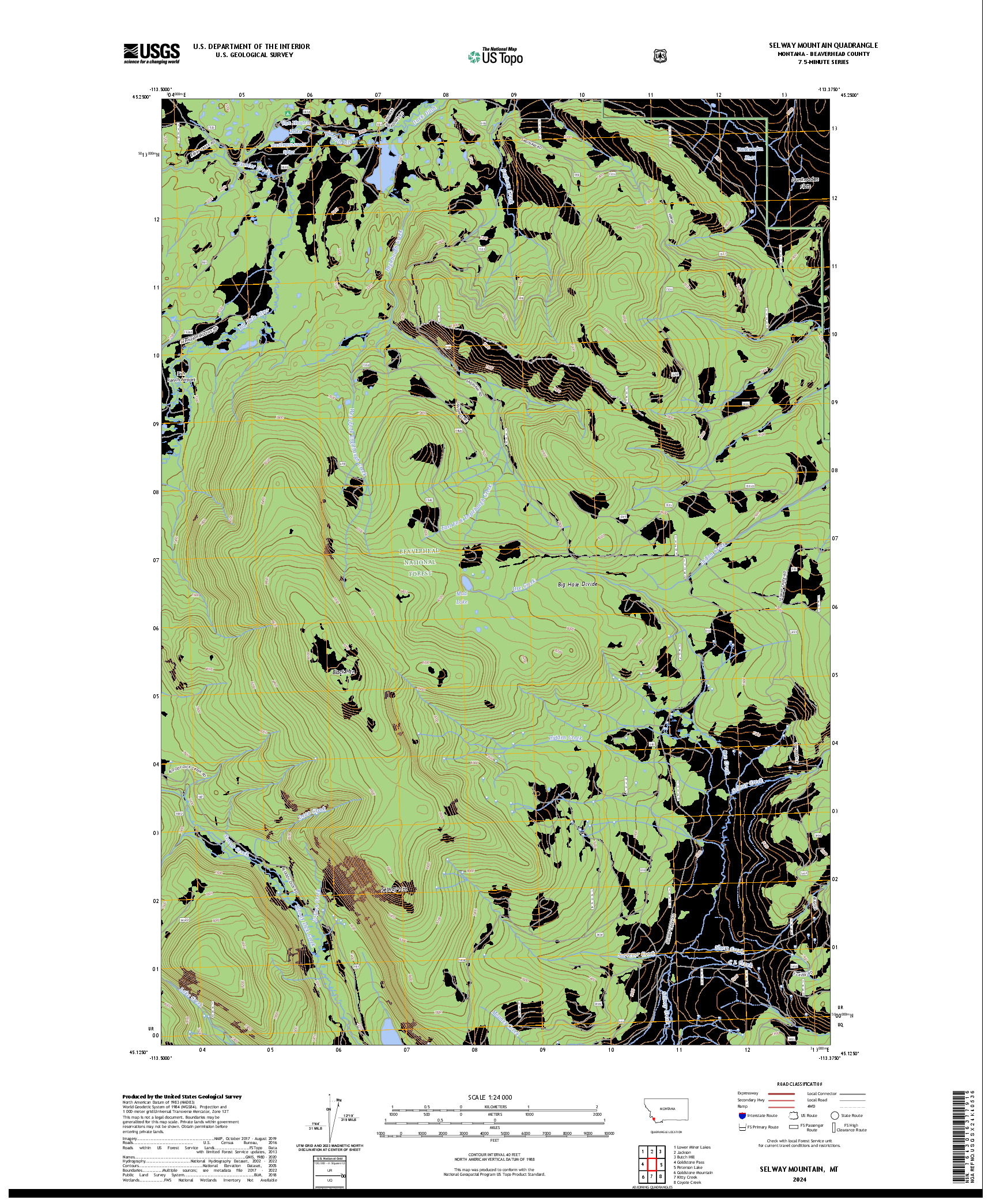 US TOPO 7.5-MINUTE MAP FOR SELWAY MOUNTAIN, MT